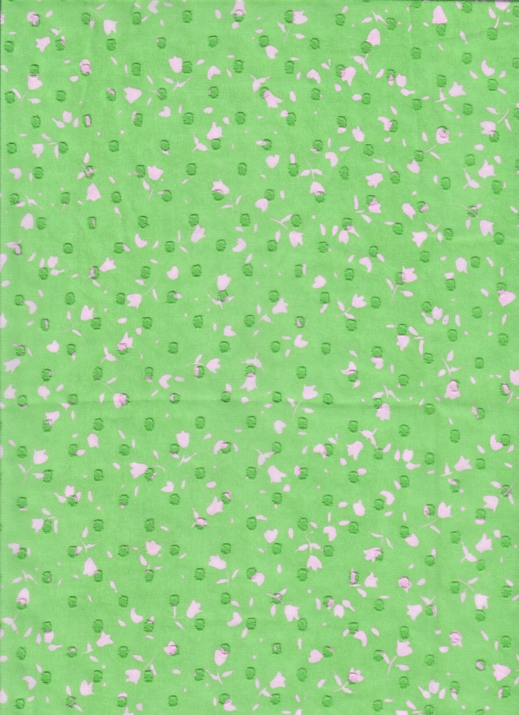 HMT-MS10228 GREEN BLOUSE BODYSUIT BOTTOMS DITSY DRESS FLORAL FLOWER HI-MULTI NON STRETCH PANTS POLYESTER PRINT SKIRTS SWISS DOT WOVEN