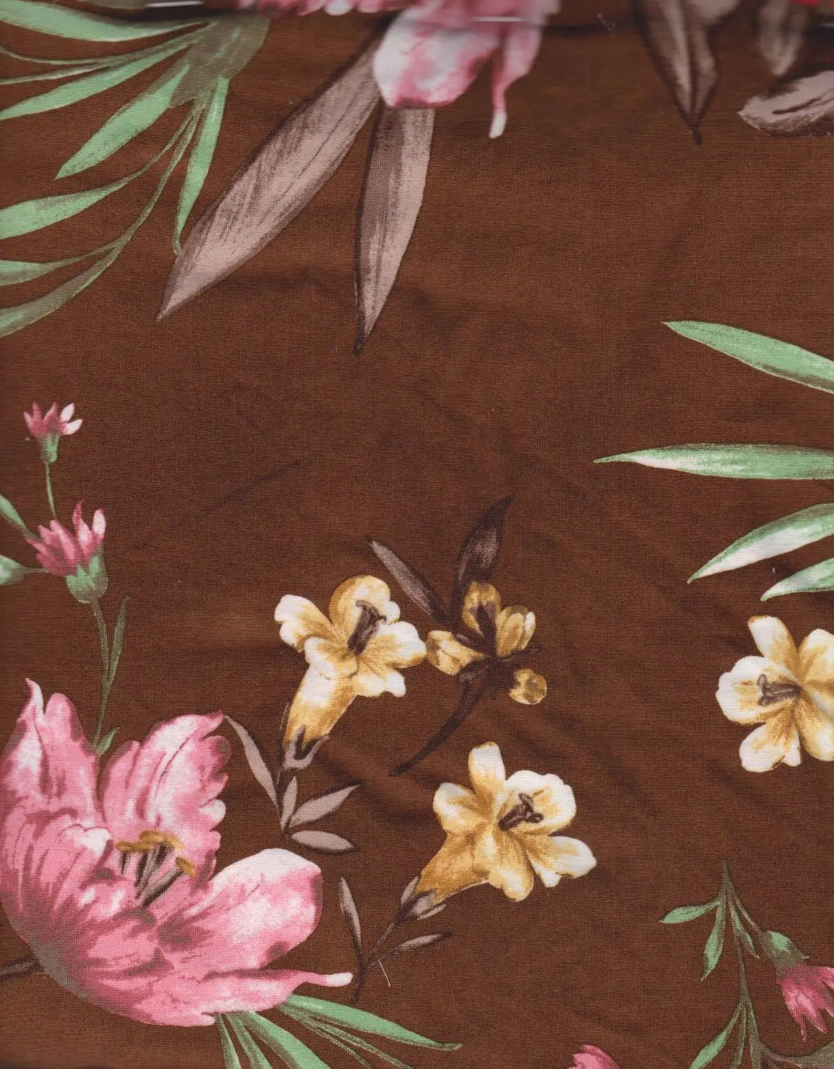 KNT2100-Q10217 MOCHA BIKER SHORTS BODYSUIT BROWN CAMI DTY BRUSHED FLORAL FLOWER KNIT POLYESTER PRINT SPANDEX STRETCH