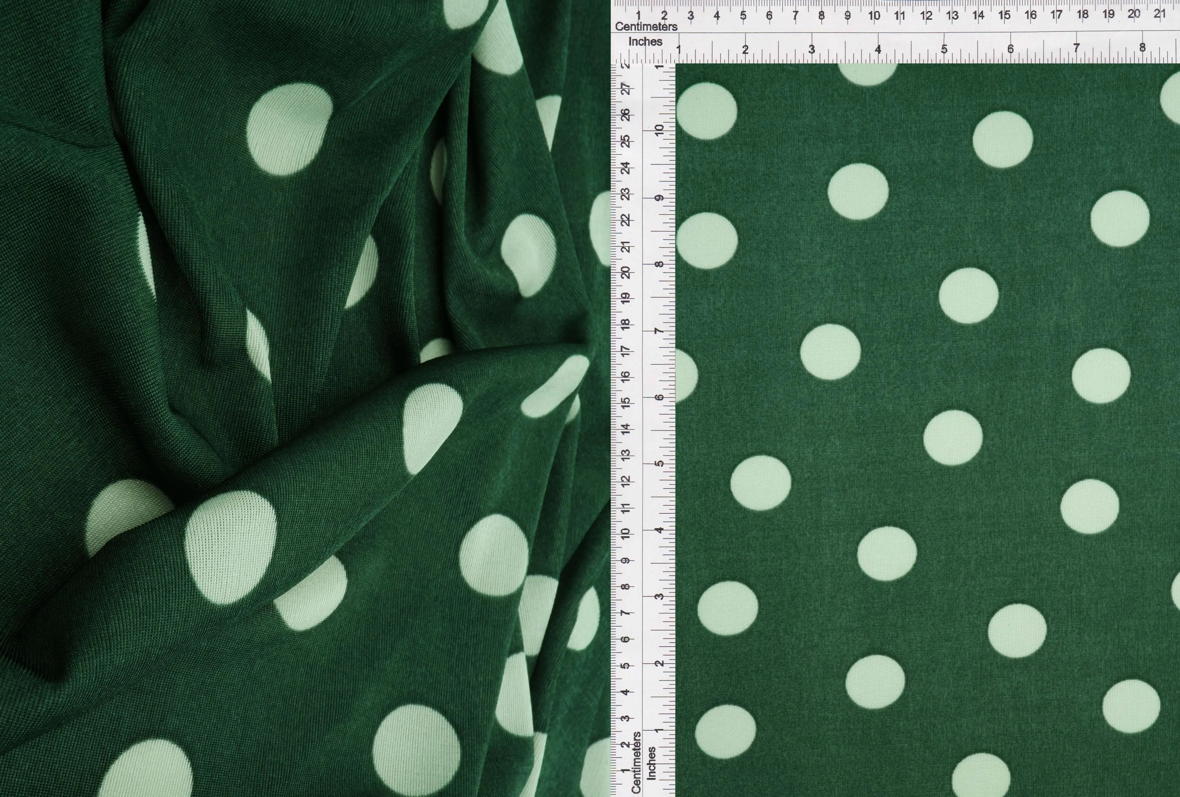 KNT3963-DU1960 HUNTER BLOUSE BOTTOMS CAMI DOT DRESS GREEN IVORY KNIT POLYESTER PRINT SPANDEX STRETCH