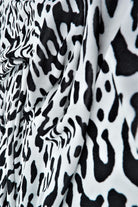 KNT3963-SE90664 IVORY ANIMAL BLACK BLOUSE BODYSUIT BOTTOMS CAMI CHEETAH DRESS IVORY KNIT LOUNGEWEAR POLYESTER PRINT SPANDEX STRETCH TOPS