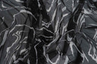 MESH-MS10016 BLACK/IVORY BLACK BLOUSE BODYSUIT CAMI FLOCKING LOUNGEWEAR MARBLE MESH POLYESTER PRINT SPANDEX STRETCH TOPS TUNICS WHITE