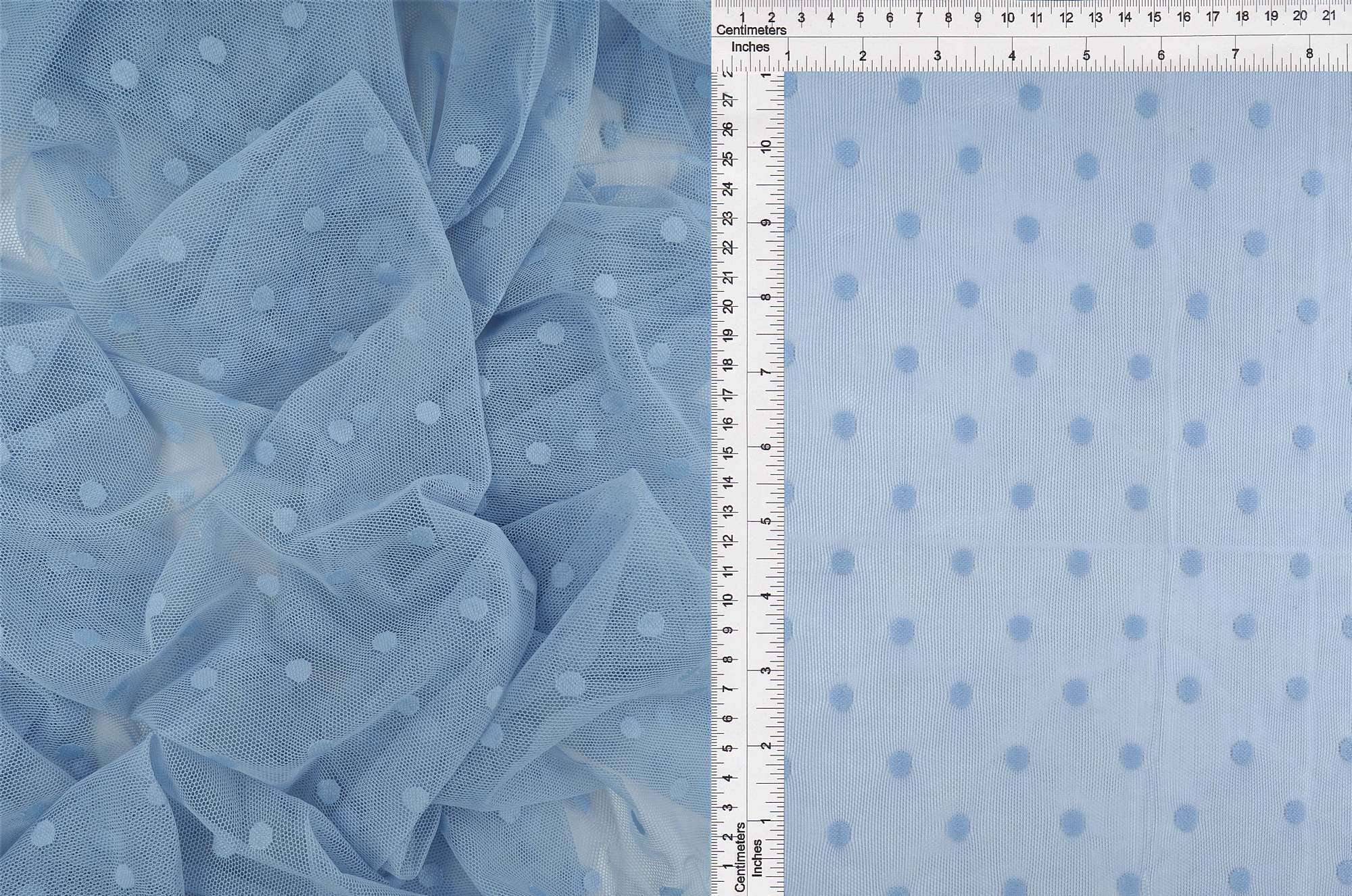 MESH-3698 BLUE BLOUSE BLUE BODYSUIT CAMI DOT FLOCKING LOUNGEWEAR MESH NYLON SOLID SPANDEX STRETCH TOPS TUNICS