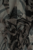MESH-Q11201 SAND/BLK BLACK BLOUSE BODYSUIT BROWN CAMI FLOCKING GEOMETRIC LOUNGEWEAR MESH POLYESTER PRINT SPANDEX STRETCH TOPS TUNICS