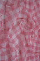MESH-DU1755 PINK/IVORY BLOUSE BODYSUIT CAMI CHECKERED FLOCKING GINGHAM LOUNGEWEAR MESH PLAID POLYESTER PRINT SPANDEX STRETCH TOPS TUNICS