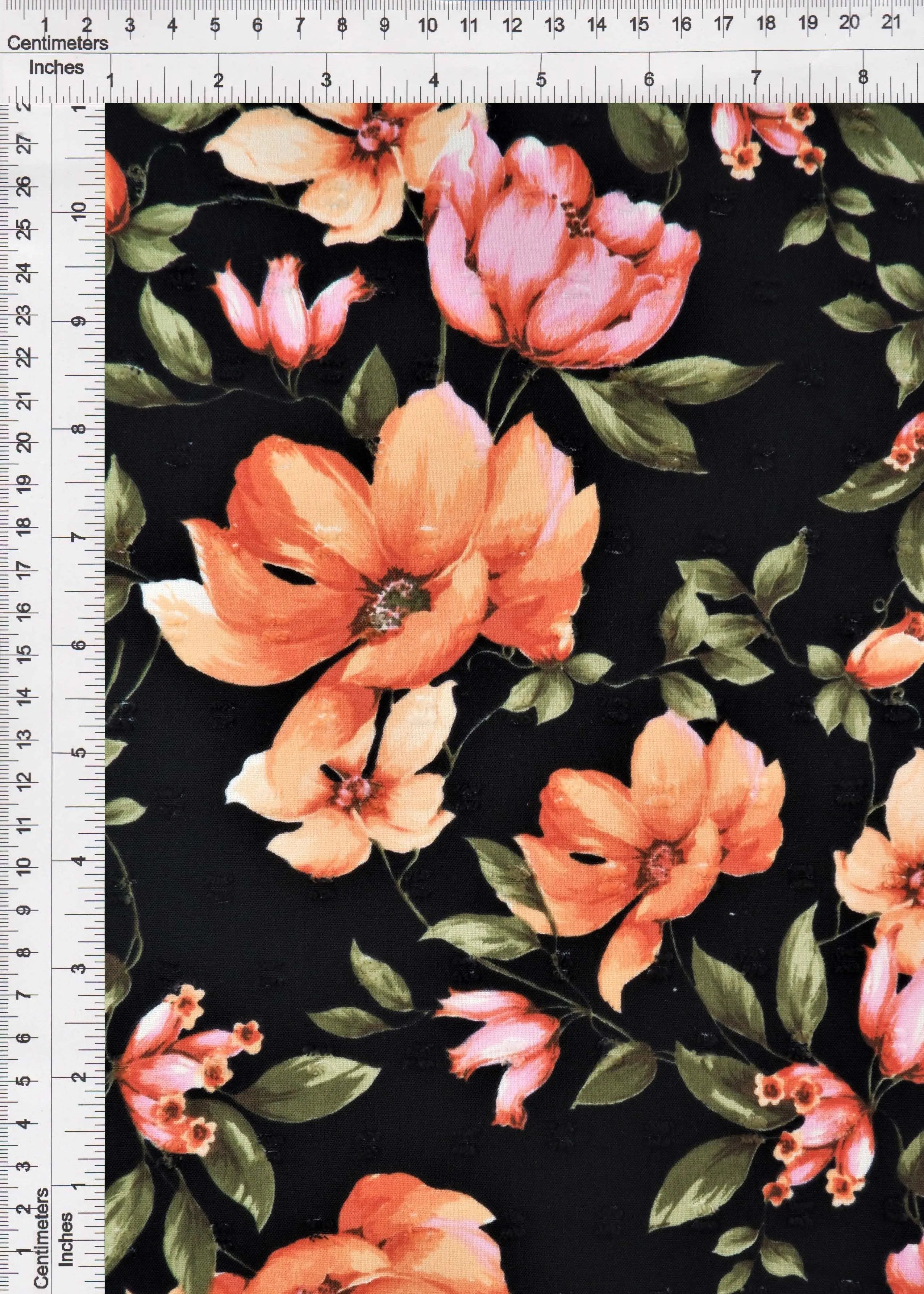 POP4389-MS10113 BLACK FLOWER BLOUSE BOTTOMS CEY DRESS FLORAL PANTS PRINT RAYON SKIRTS SWISS DOT TOPS VINTAGE WOVEN