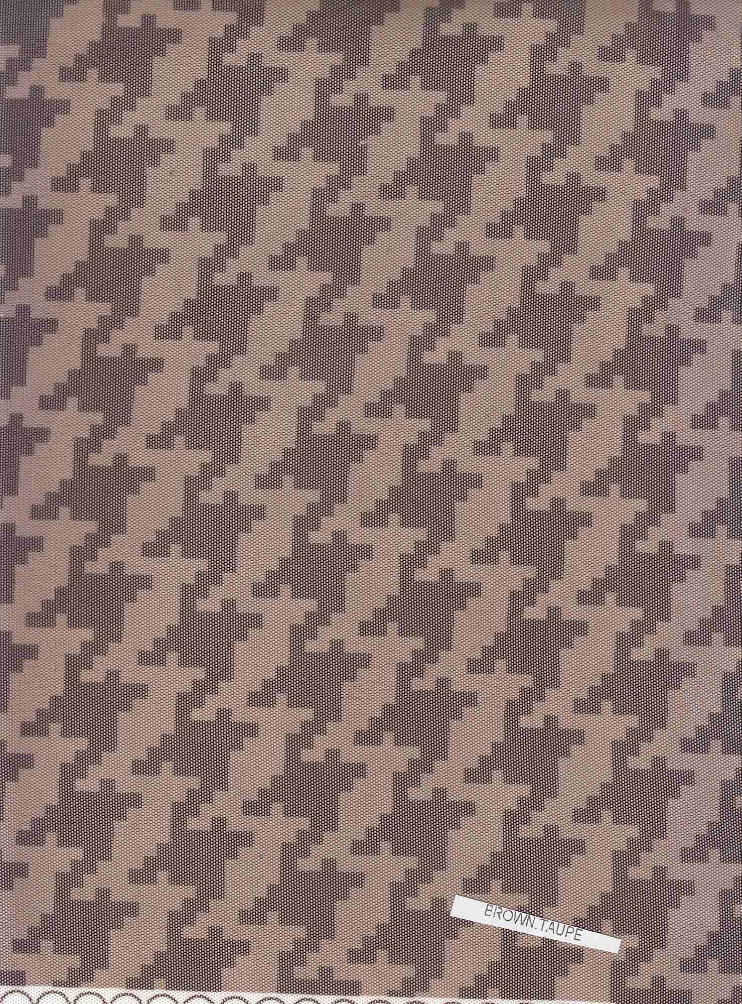 MESH-DU489 BROWN/TAUPE BLOUSE BODYSUIT BROWN CAMI FLOCKING HOUNDSTOOTH LOUNGEWEAR MESH POLYESTER PRINT SPANDEX STRETCH TOPS TUNICS