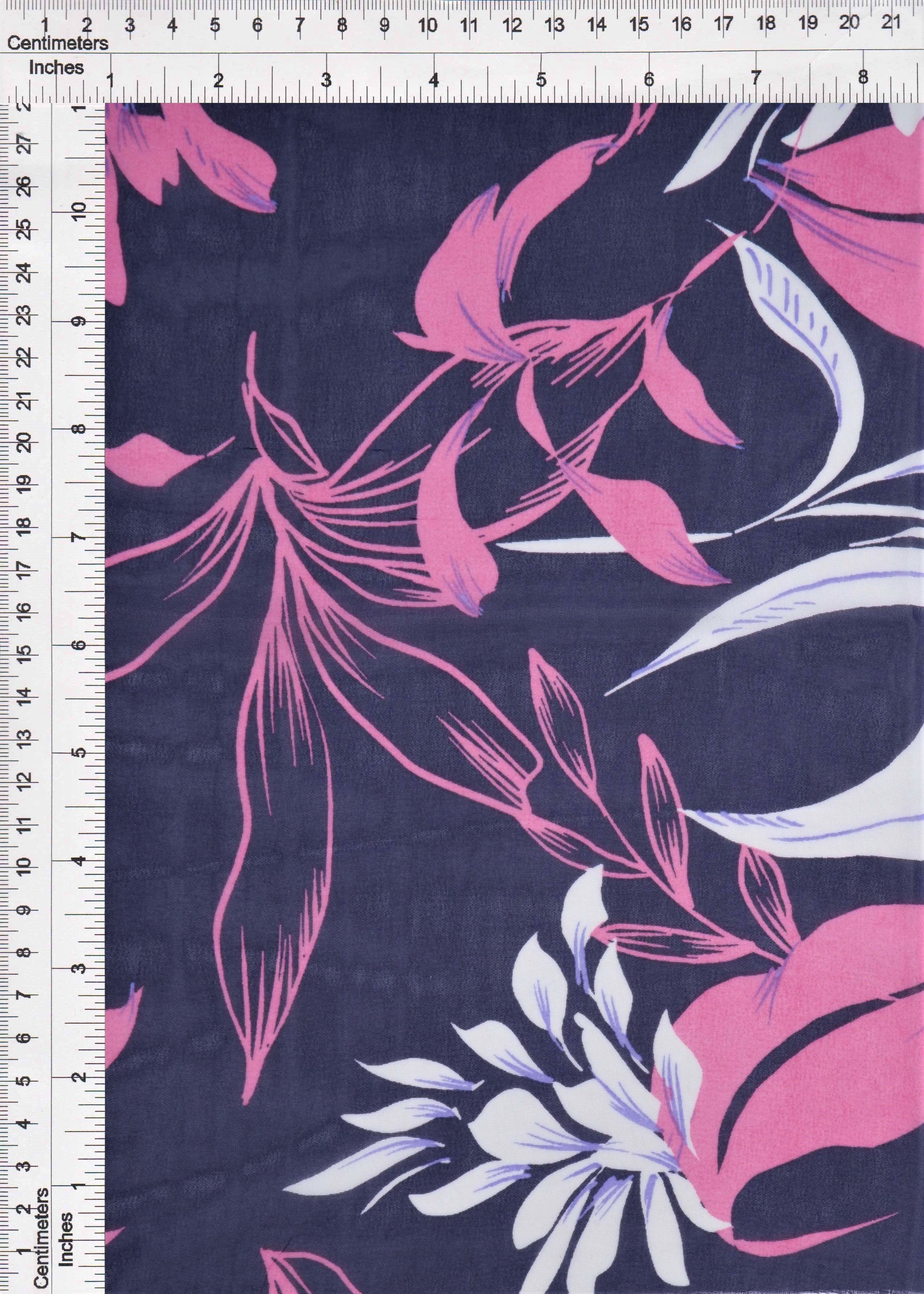 HIMLT-Q10902 NAVY/PINK BLOUSE DRESS FLORAL FLOWER HI-MULTI NON STRETCH PANTS POLYESTER PRINT SKIRTS SWISS DOT TOPS WOVEN