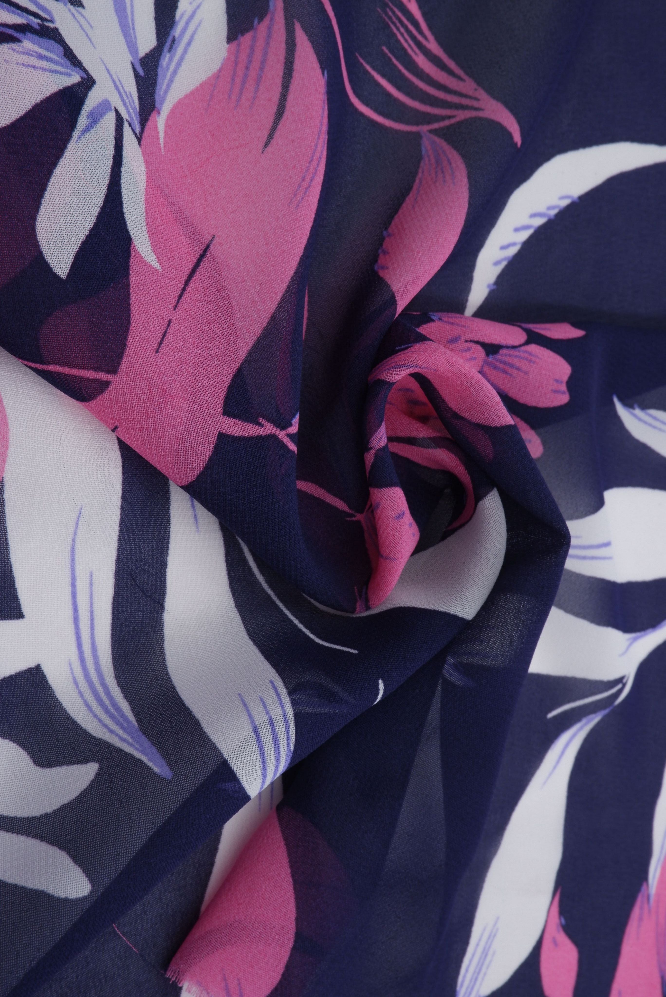 HIMLT-Q10902 NAVY/PINK BLOUSE DRESS FLORAL FLOWER HI-MULTI NON STRETCH PANTS POLYESTER PRINT SKIRTS SWISS DOT TOPS WOVEN