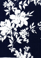 KNT1389-MS11055 NAVY FLOWER ACTIVEWEAR BIKER SHORTS BODYSUIT BOTTOMS CAMI DRESS DTY FLORAL KNIT LOUNGEWEAR NAVY PANTS POLYESTER PRINT SKIRTS SPANDEX STRETCH T-SHIRT TOPS TUNICS WHITE
