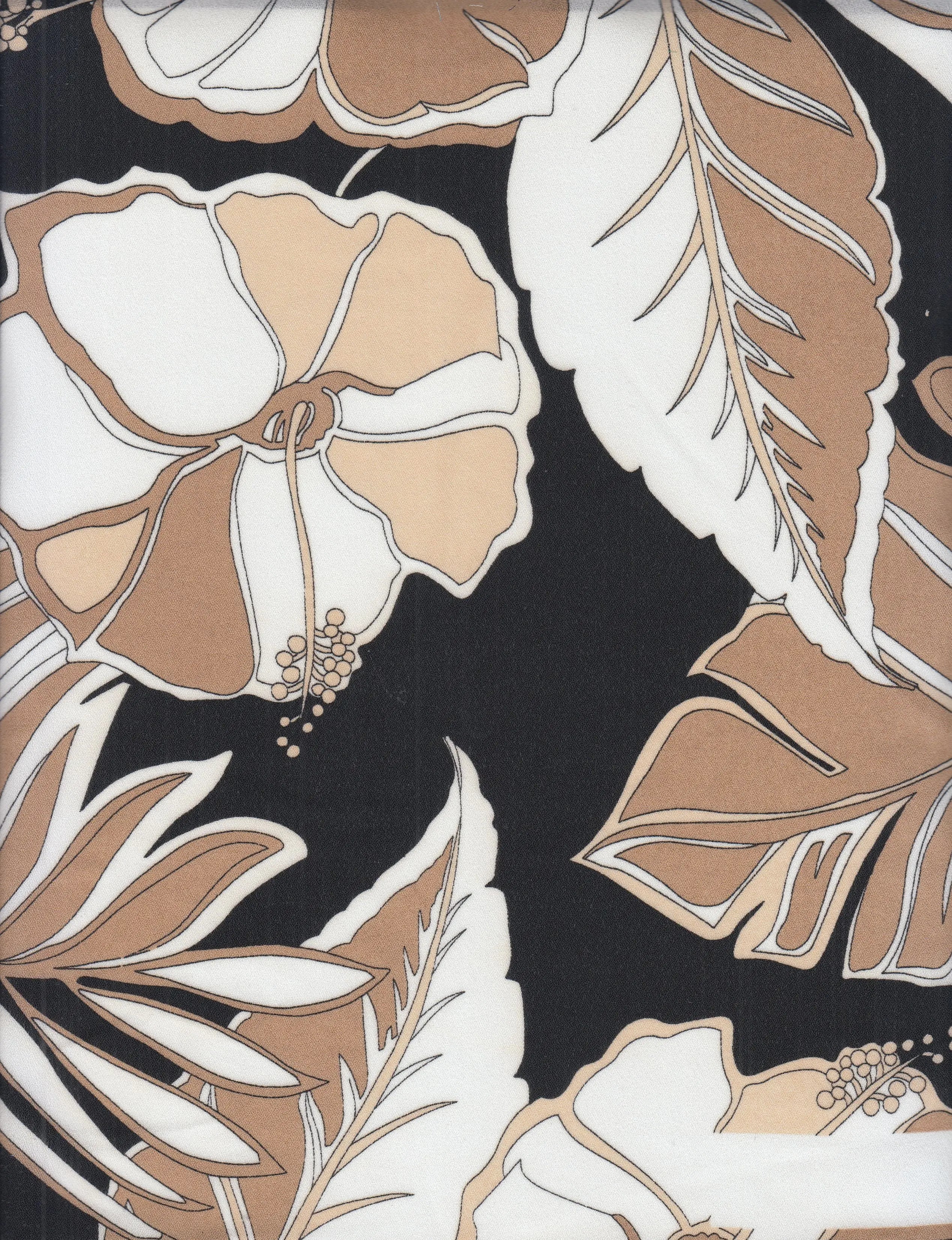 POP3104-Q01006 BLACK BLACK BLOUSE BOTTOMS BROWN CREAM DRESS LEAF LOUNGEWEAR POLYESTER PRINT SKIRTS TOPS TROPICAL WHITE WOOL DOBBY WOVEN