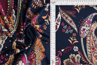 KNT1389-Q10504 NAVY NEW ACTIVEWEAR BIKER SHORTS BODYSUIT BOTTOMS CAMI DRESS KNIT LOUNGEWEAR PAISLEY PANTS POLYESTER PRINT SKIRTS SPANDEX STRETCH T-SHIRT TOPS TUNICS