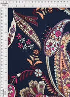 KNT1389-Q10504 NAVY NEW ACTIVEWEAR BIKER SHORTS BODYSUIT BOTTOMS CAMI DRESS KNIT LOUNGEWEAR PAISLEY PANTS POLYESTER PRINT SKIRTS SPANDEX STRETCH T-SHIRT TOPS TUNICS