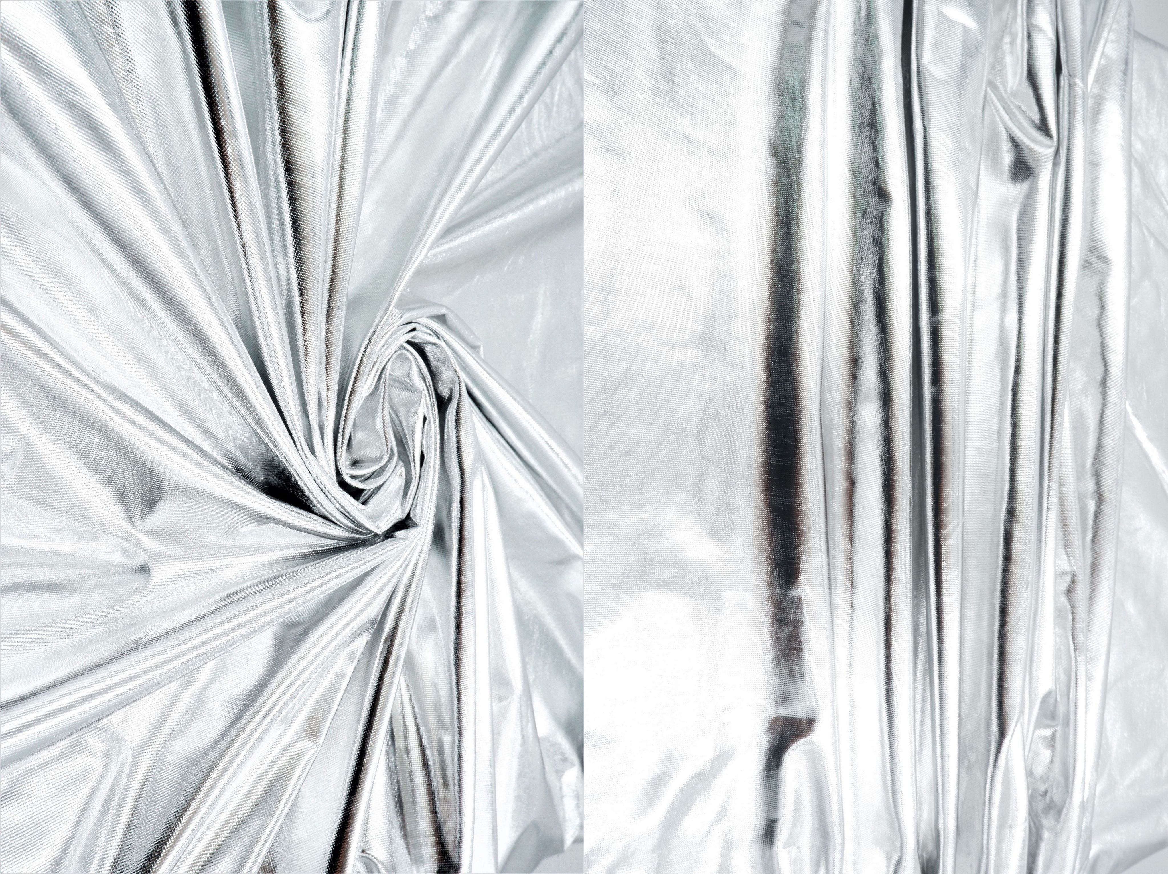 MTJ302 SILVER/SHINY BODYSUIT BOTTOMS CAMI COATED DRESS KNIT LEATHER NO-PRINT OUTERWEAR PANTS POLYESTER SKIRTS SOLID SPANDEX STRETCH TOPS TUNICS