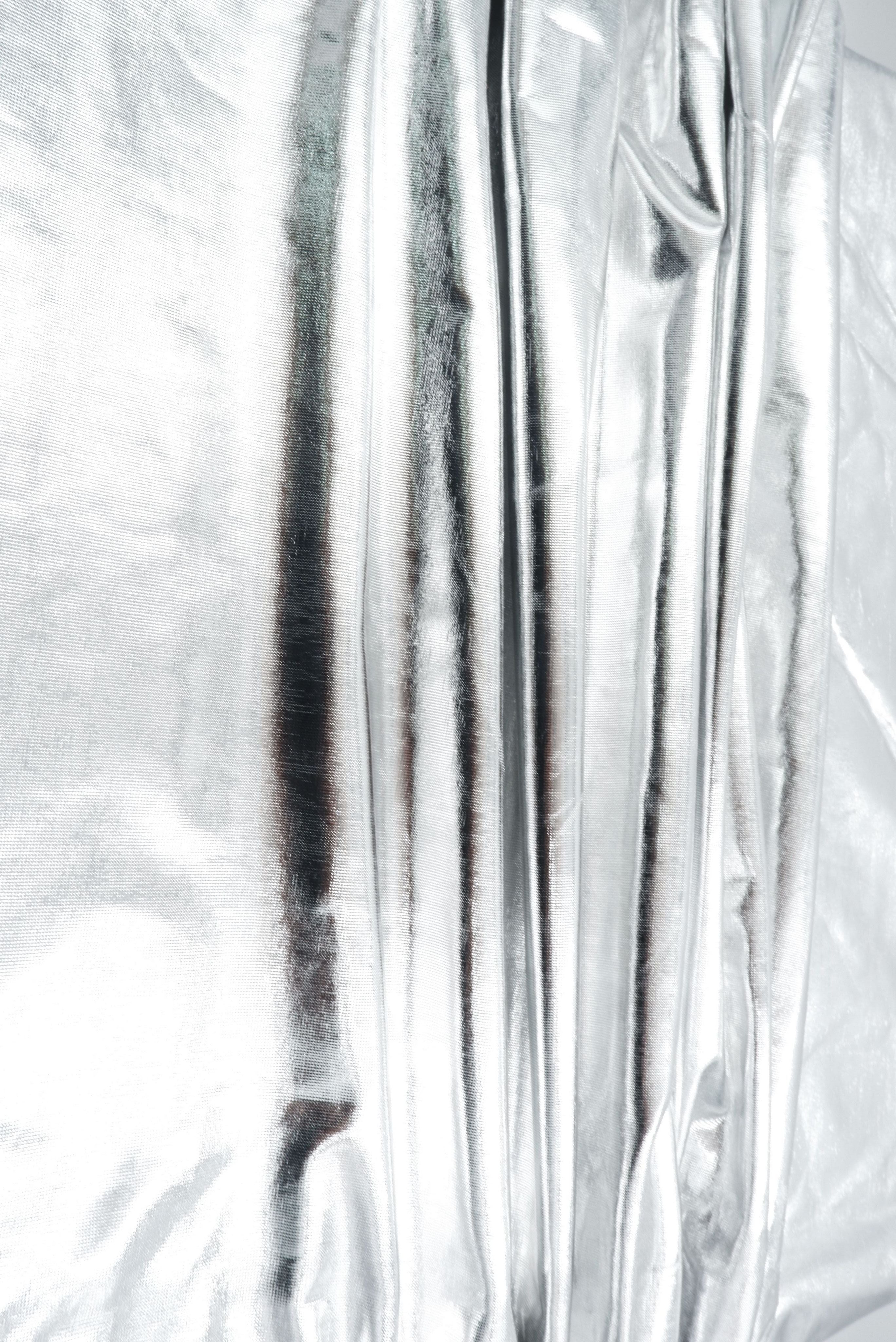 MTJ302 SILVER/SHINY BODYSUIT BOTTOMS CAMI COATED DRESS KNIT LEATHER NO-PRINT OUTERWEAR PANTS POLYESTER SKIRTS SOLID SPANDEX STRETCH TOPS TUNICS