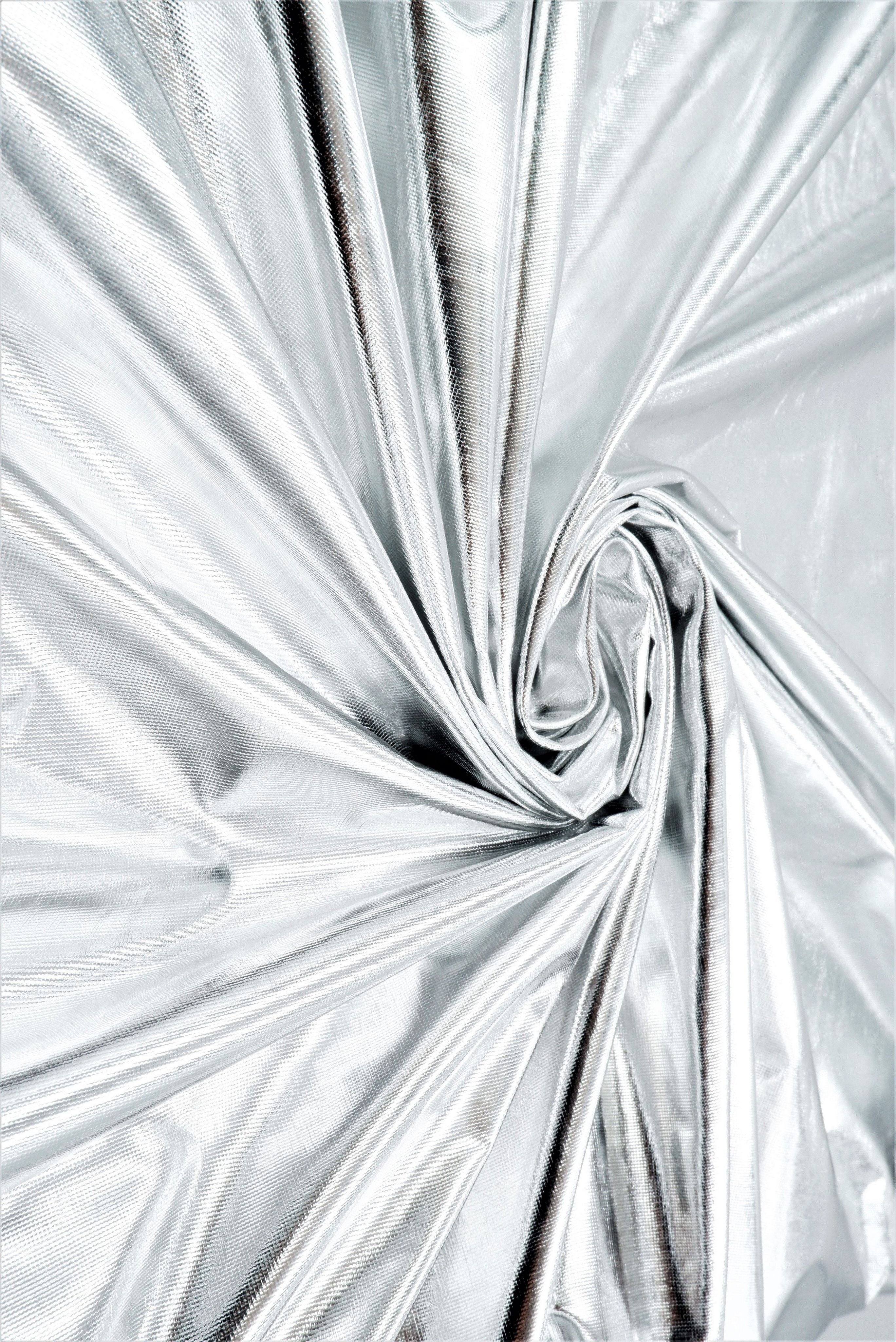 MTJ302 SILVER/SHINY BODYSUIT BOTTOMS CAMI COATED DRESS KNIT LEATHER NO-PRINT OUTERWEAR PANTS POLYESTER SKIRTS SOLID SPANDEX STRETCH TOPS TUNICS