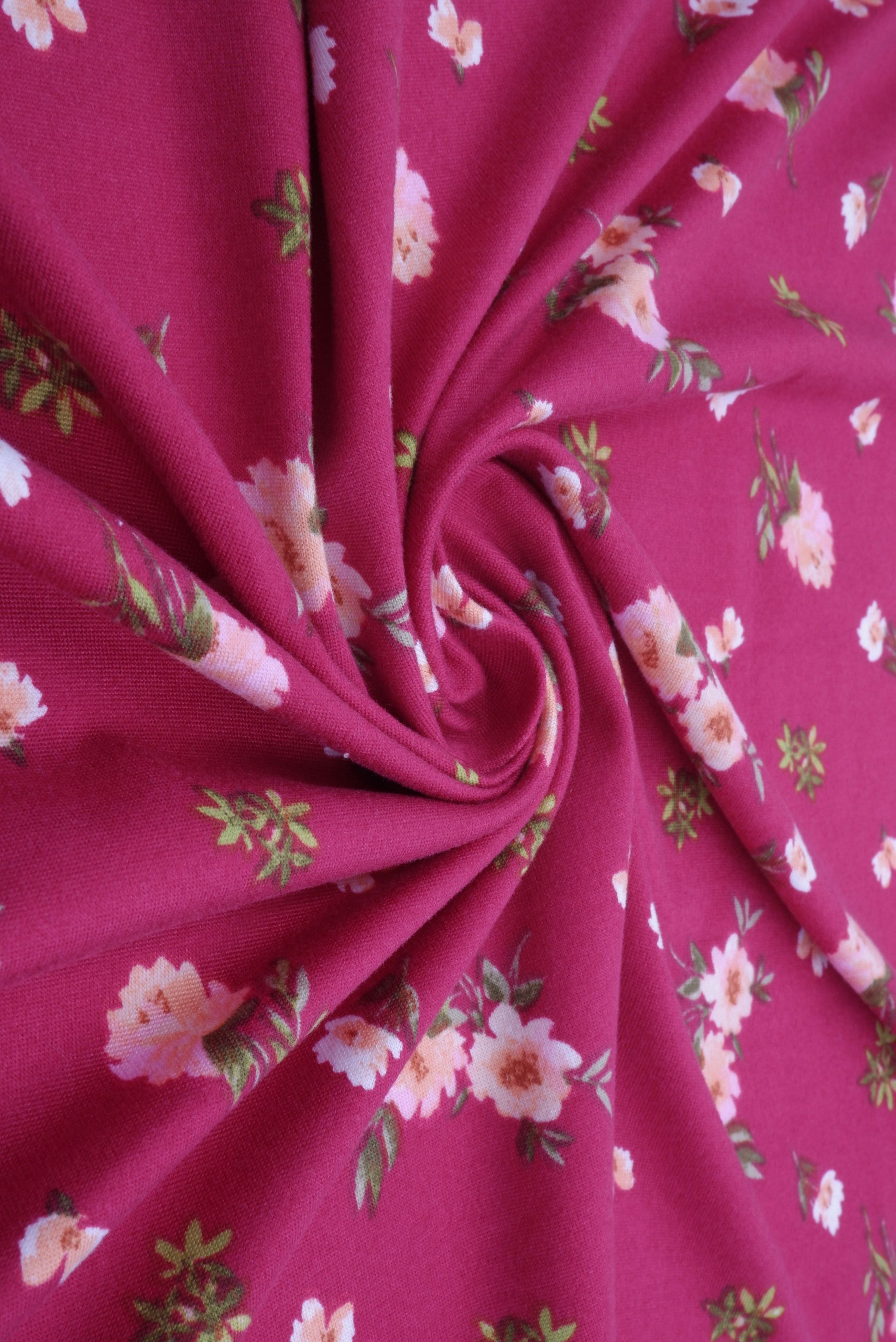 KNT2100-MS11142 MAGENTA BLOUSE BODYSUIT CAMI DITSY DRESS DTY BRUSHED FLORAL FLOWER KNIT MAGENTA POLYESTER PRINT SKIRTS SPANDEX STRETCH T-SHIRT TOPS TUNICS