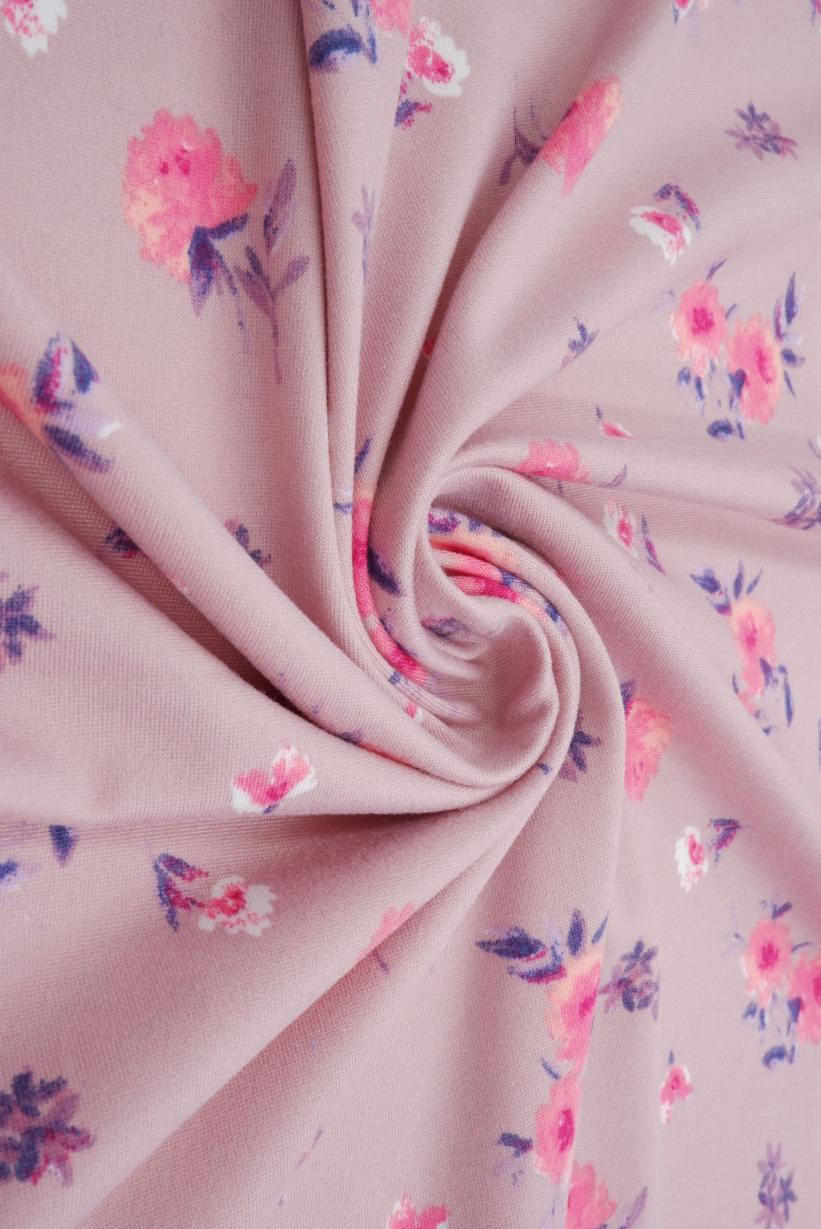 KNT2100-MS11142 ROSE DUSTY BLOUSE BODYSUIT CAMI DITSY DRESS DTY BRUSHED FLORAL FLOWER KNIT POLYESTER PRINT SKIRTS SPANDEX STRETCH T-SHIRT TOPS TUNICS