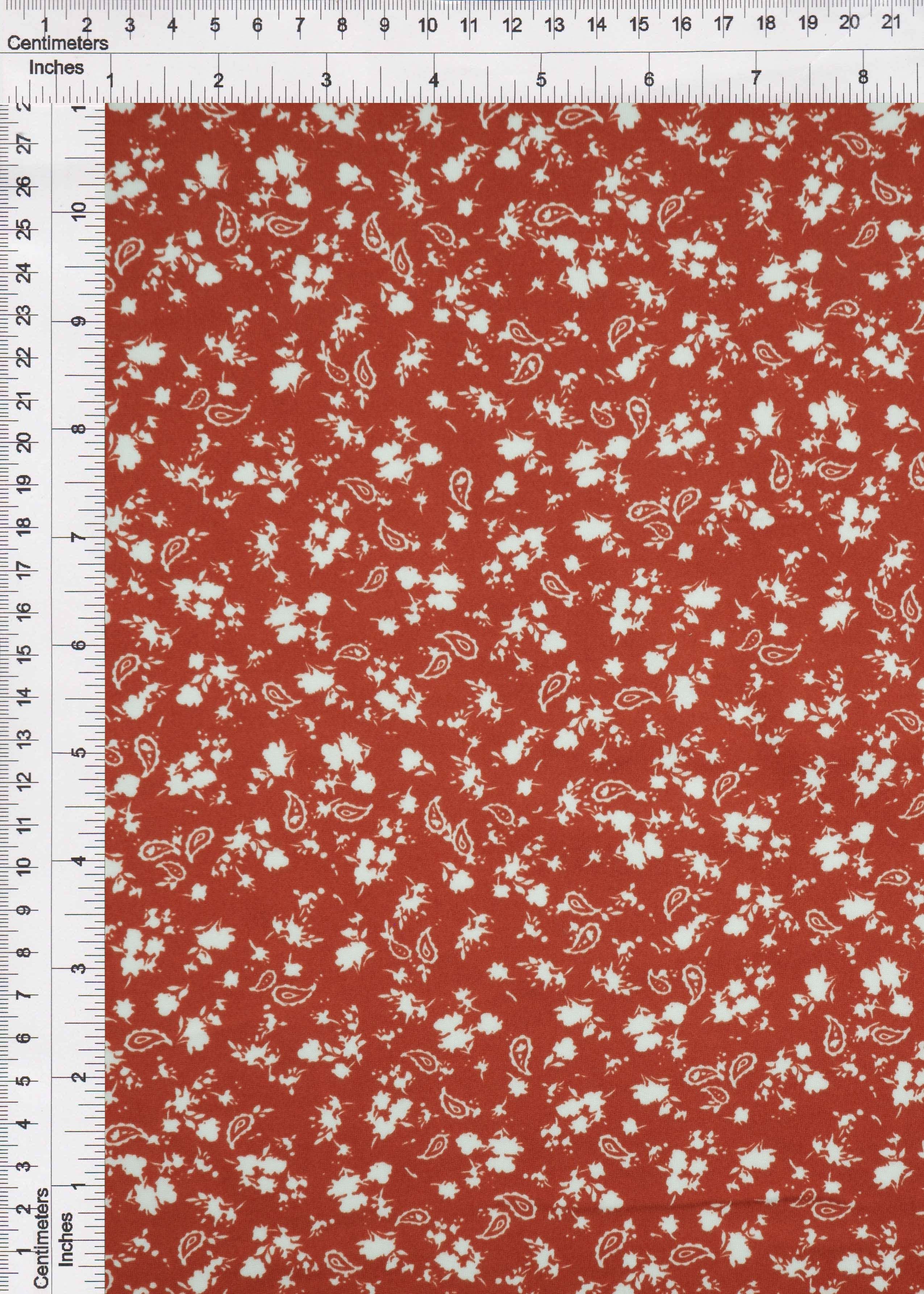 KNT2100-MS01214 RUST BIKER SHORTS BODYSUIT BOTTOMS CAMI DRESS DTY BRUSHED FLORAL FLOWER KNIT PAISLEY PANTS POLYESTER PRINT RUST SKIRTS SPANDEX STRETCH TOPS WHITE