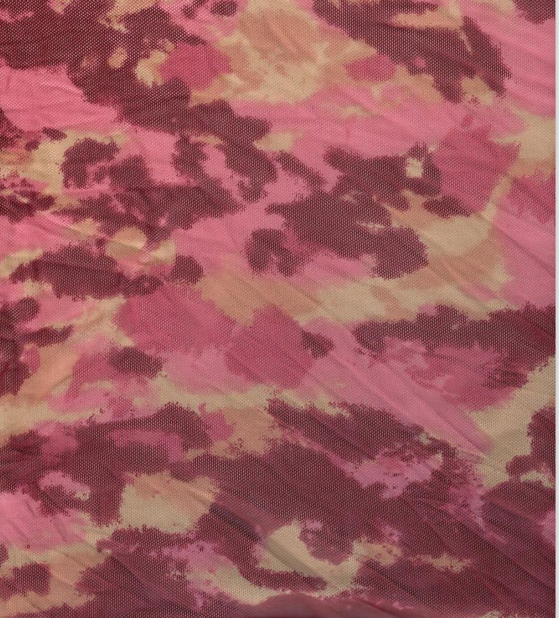 MESH-MS11178 MAGENTA ABSTRACT BLOUSE BODYSUIT CAMI FLOCKING LOUNGEWEAR MESH POLYESTER PRINT SPANDEX STRETCH TOPS TUNICS