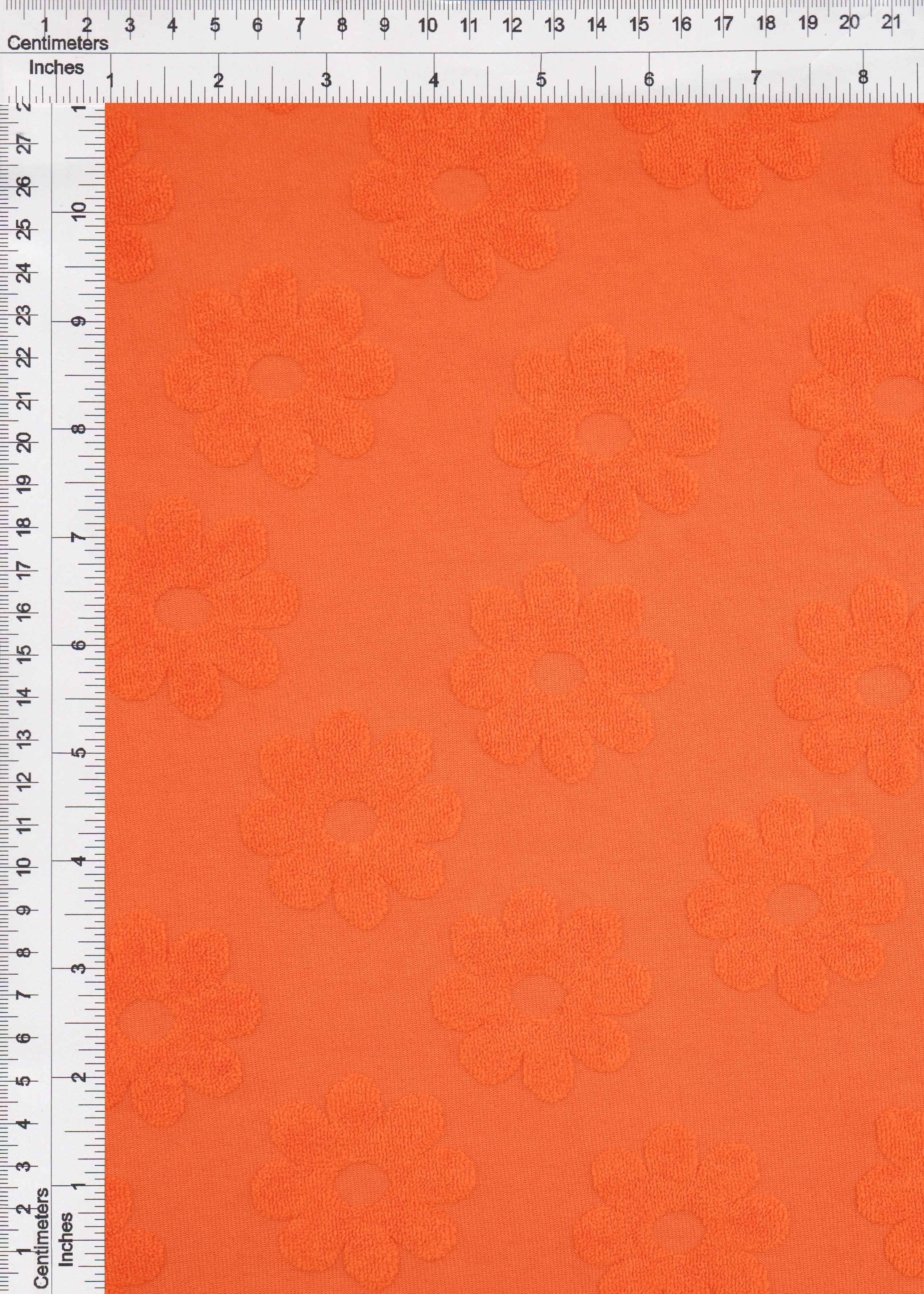 JACQ-4480 ORANGE BOTTOMS DAISY FLOWER DRESS GEOMETRIC JACQUARD KNIT LIVERPOOL ORANGE OUTERWEAR PANTS POLYESTER SKIRTS SOLID SPANDEX STRETCH SWEATER TOPS