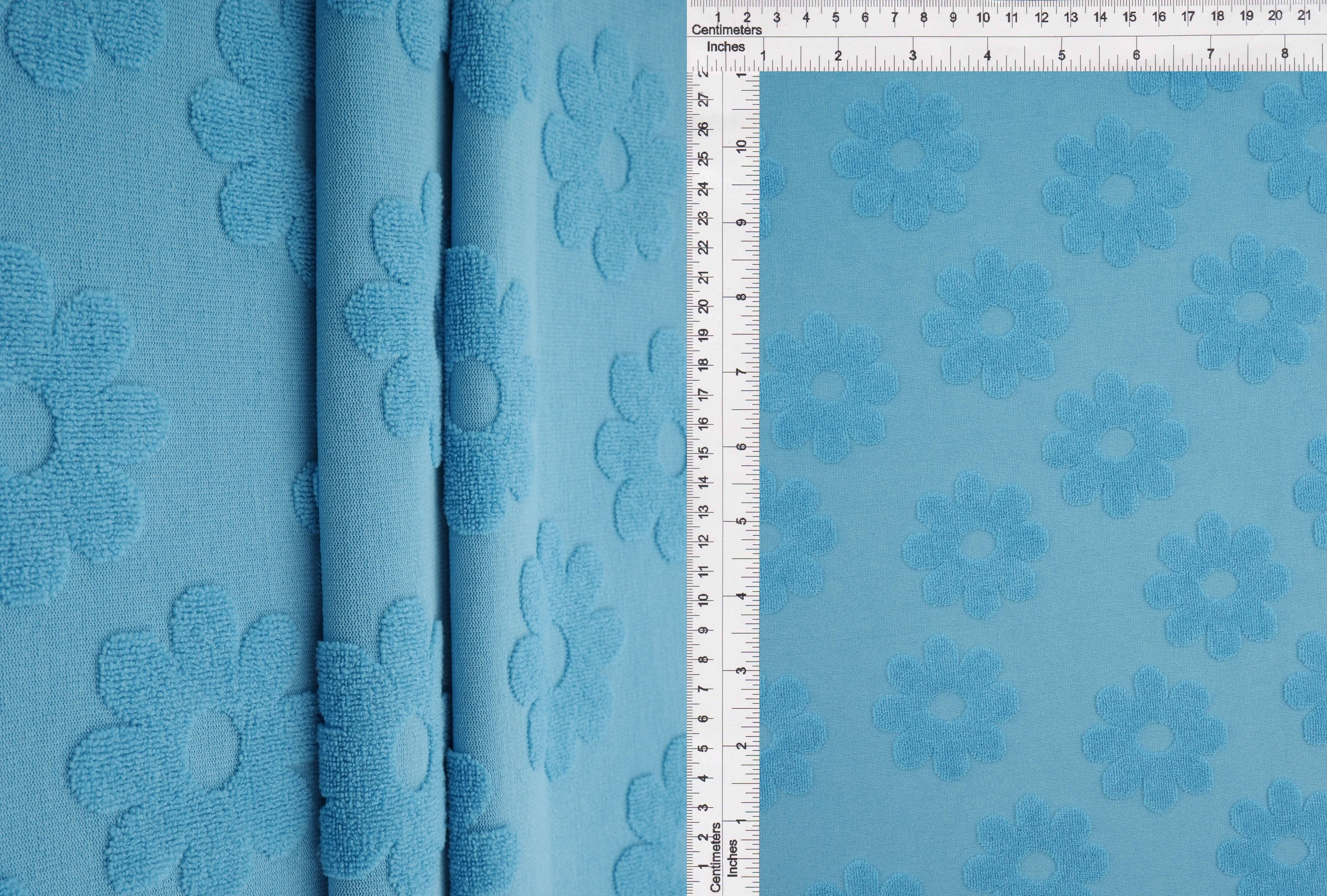 JACQ-4480 AQUA BLUE BLUE BOTTOMS DAISY FLOWER DRESS GEOMETRIC JACQUARD KNIT LIVERPOOL OUTERWEAR PANTS POLYESTER SKIRTS SOLID SPANDEX STRETCH SWEATER TOPS