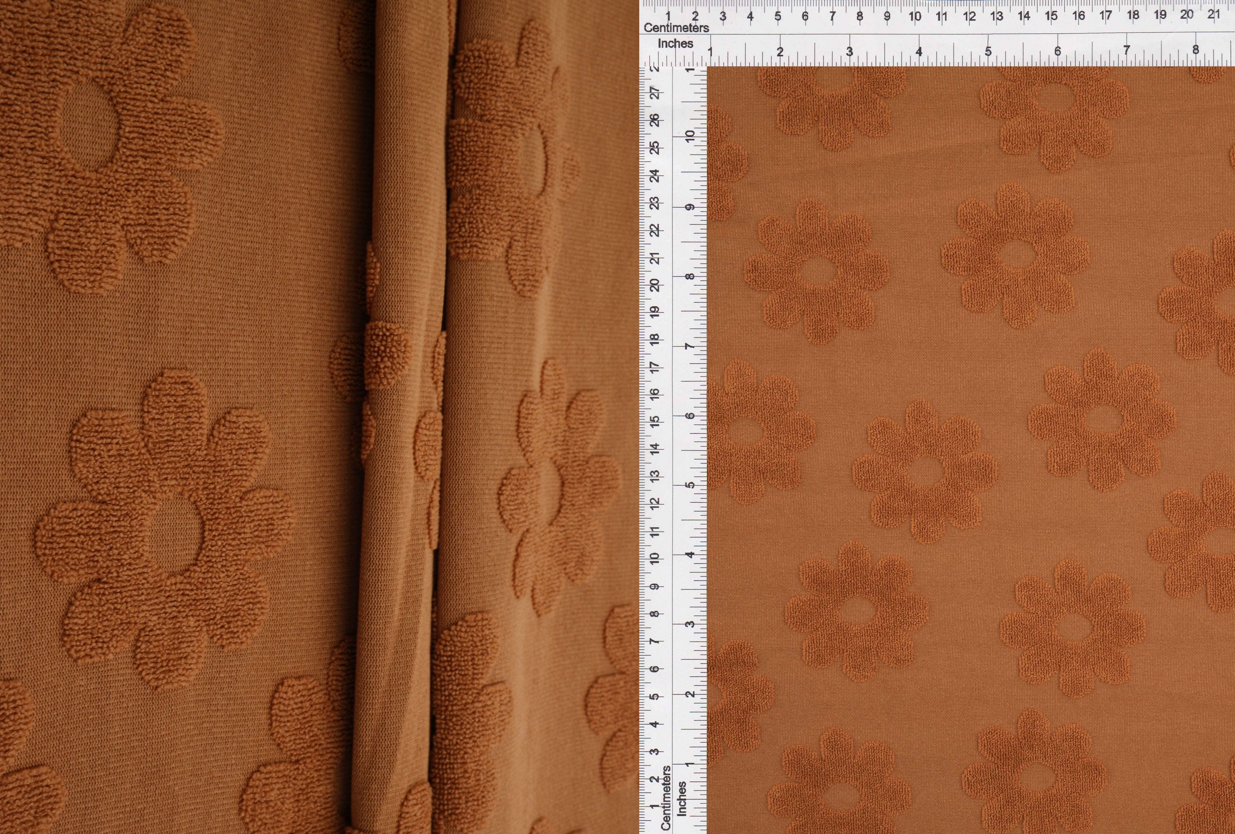 JACQ-4480 CARAMEL BOTTOMS BROWN DAISY FLOWER DRESS GEOMETRIC JACQUARD KNIT LIVERPOOL OUTERWEAR PANTS POLYESTER SKIRTS SOLID SPANDEX STRETCH SWEATER TOPS