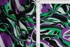 KNT3696-SE71265 PURPLE ABSTRACT BLOUSE BODYSUIT BOTTOMS KNIT POLYESTER PRINT STRETCH