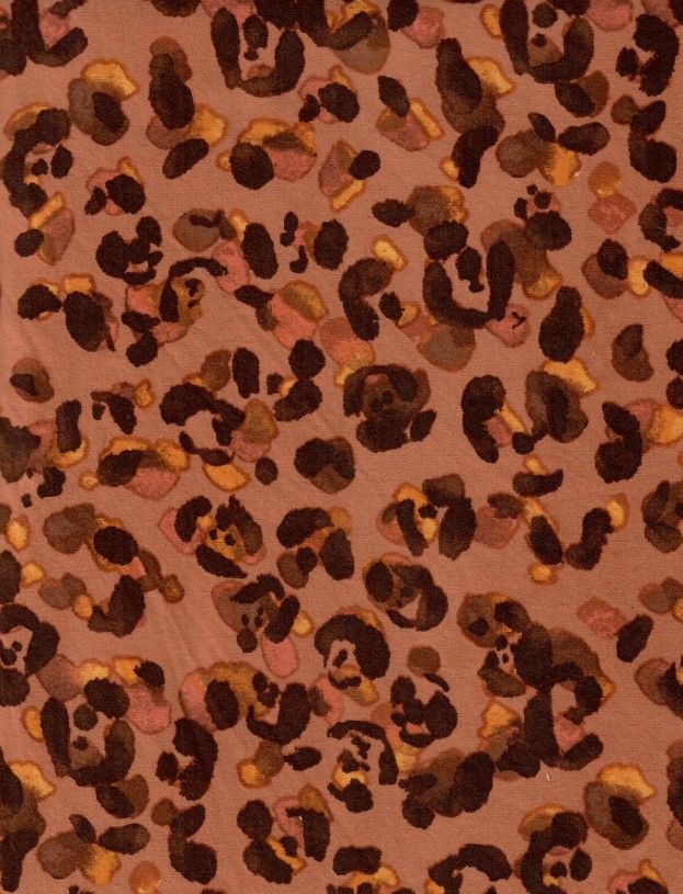 KNT2100-MS10425 RUST/BROWN ANIMAL BIKER SHORTS BLOUSE BOTTOMS BROWN DTY BRUSHED KNIT LEOPARD POLYESTER PRINT RUST SPANDEX STRETCH
