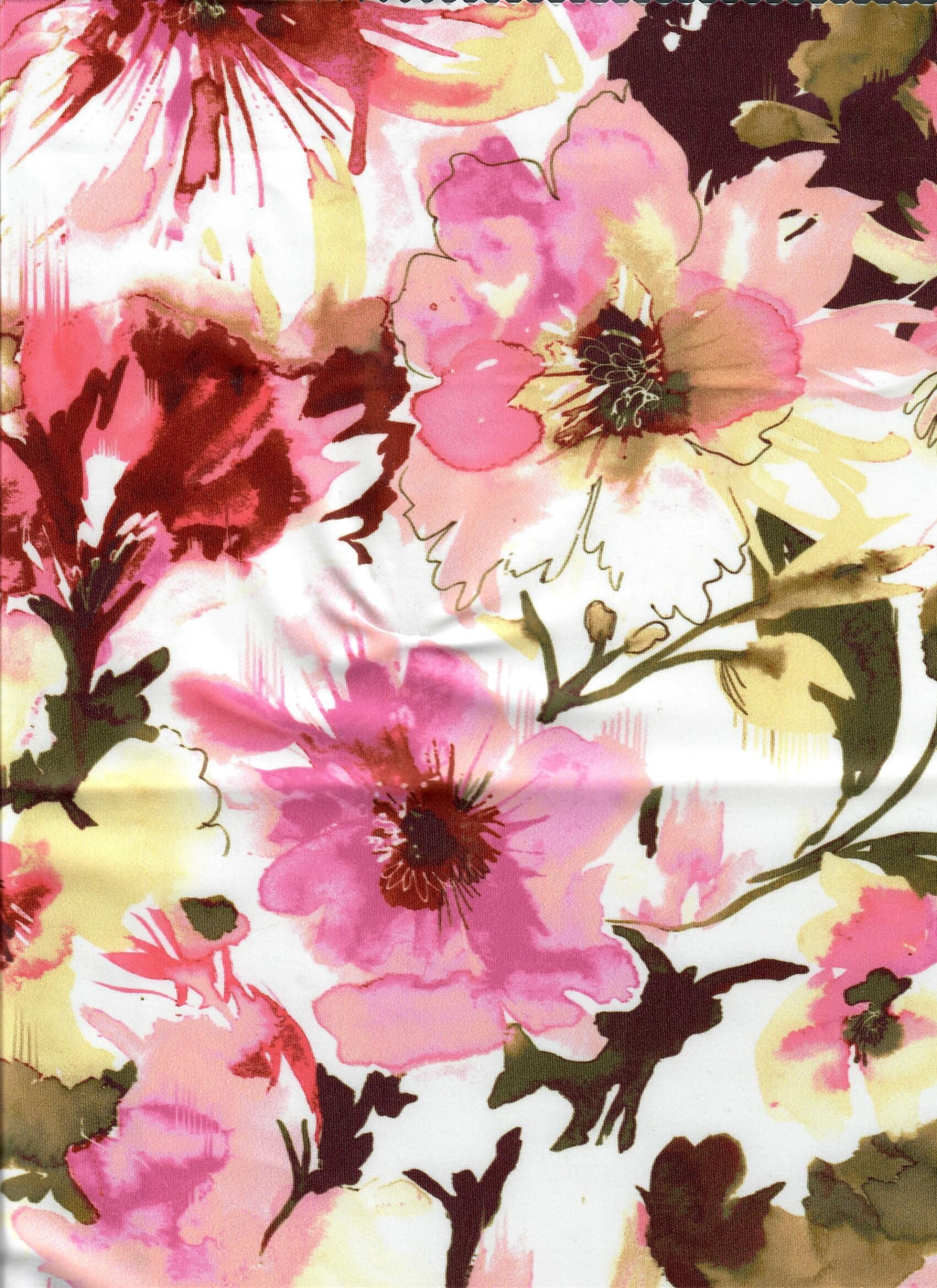 KNT4498-M11303D PINK HOT BLOUSE BODYSUIT BOTTOMS DIGITAL PRINT DRESS FLORAL KNIT POLYESTER SPANDEX STRETCH TOPS