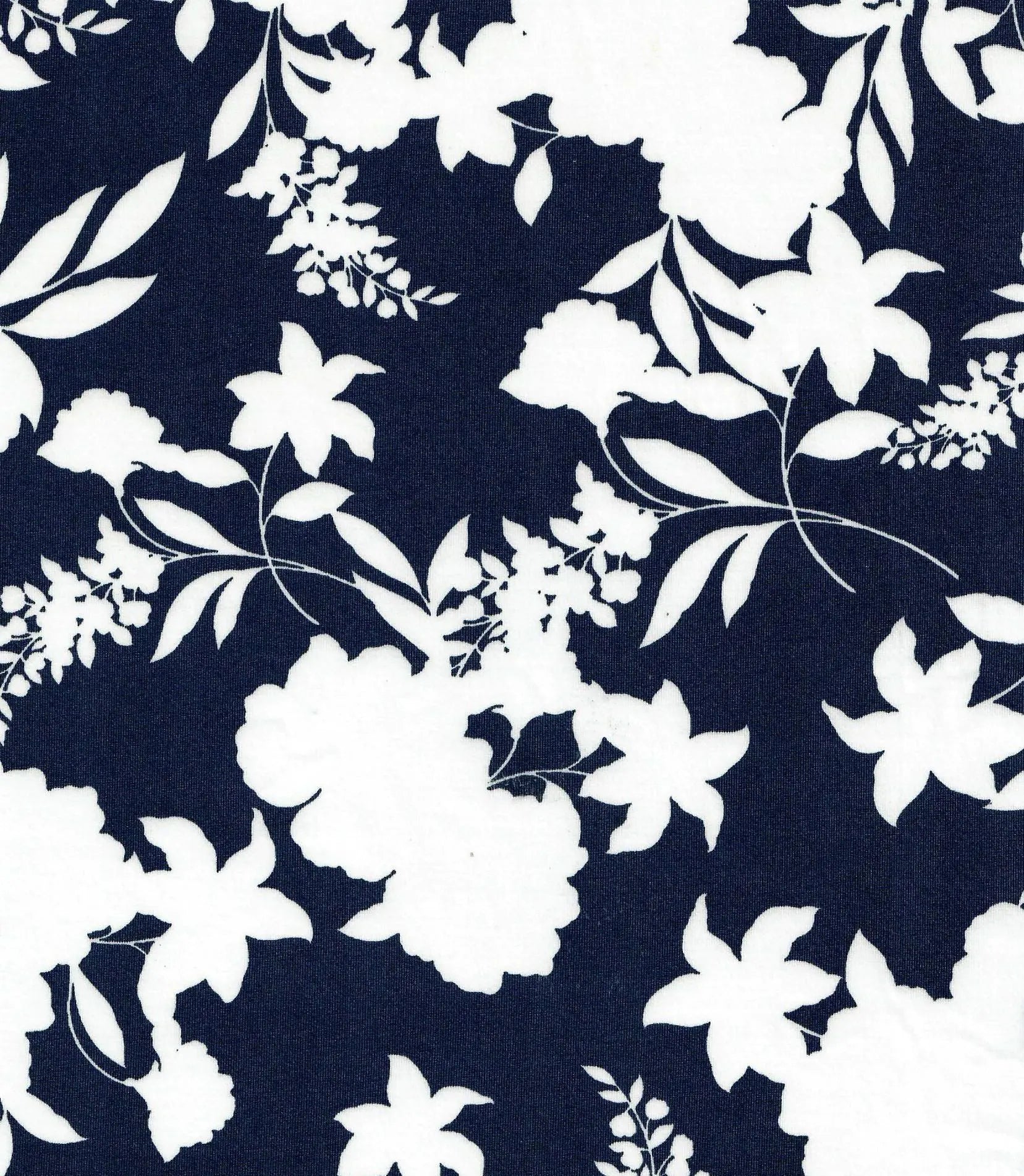 KNT4498-MS11299 NAVY/IVORY BODYSUIT BOTTOMS CAMI DRESS DTY FLORAL FLOWER KNIT PANTS POLYESTER PRINT SKIRTS SPANDEX STRETCH TOPS