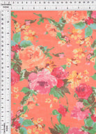 MESH-SE30707 ORANGE BLOUSE BODYSUIT CAMI DIGITAL PRINT FLOCKING FLORAL FLOWER LOUNGEWEAR MESH POLYESTER SPANDEX STRETCH TOPS TUNICS