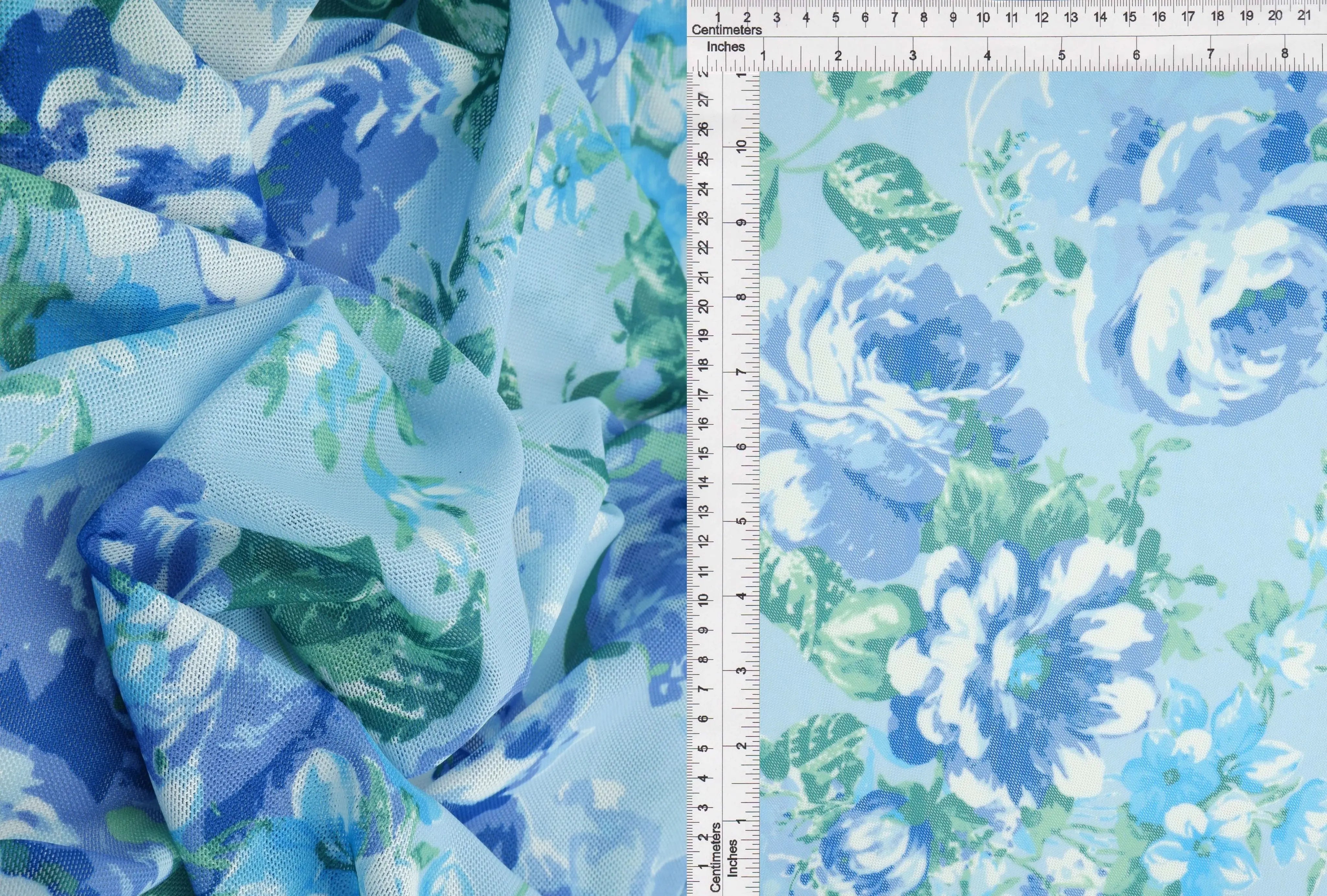 MESH-SE40661 BLUE BLOUSE BODYSUIT CAMI DIGITAL PRINT FLOCKING FLORAL FLOWER LOUNGEWEAR MESH POLYESTER SPANDEX STRETCH TOPS TUNICS