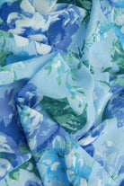 MESH-SE40661 BLUE BLOUSE BODYSUIT CAMI DIGITAL PRINT FLOCKING FLORAL FLOWER LOUNGEWEAR MESH POLYESTER SPANDEX STRETCH TOPS TUNICS
