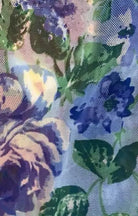 MESH-SE40661 BLUE BLOUSE BODYSUIT CAMI DIGITAL PRINT FLOCKING FLORAL FLOWER LOUNGEWEAR MESH POLYESTER SPANDEX STRETCH TOPS TUNICS