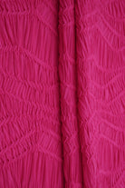 JACQ-4558 FUCHSIA BOTTOMS DRESS GEOMETRIC JACQUARD KNIT LIVERPOOL OUTERWEAR PANTS POLYESTER SKIRTS SOLID SPANDEX STRETCH SWEATER TOPS