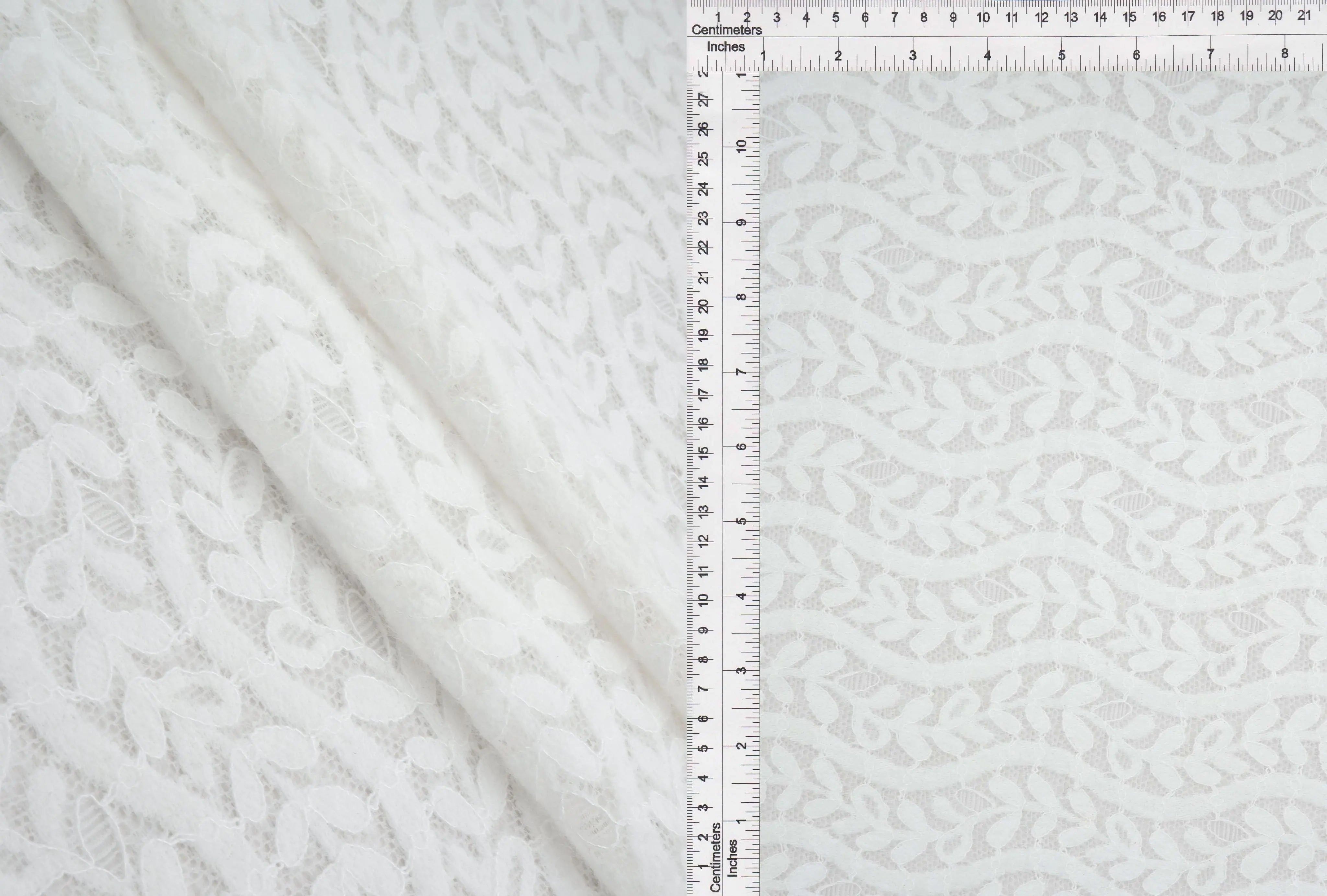 KNC-33538 WHITE BLOUSE DRESS KNIT LACE LEAF NYLON SOLID SPANDEX TEXTURE TUNICS WHITE