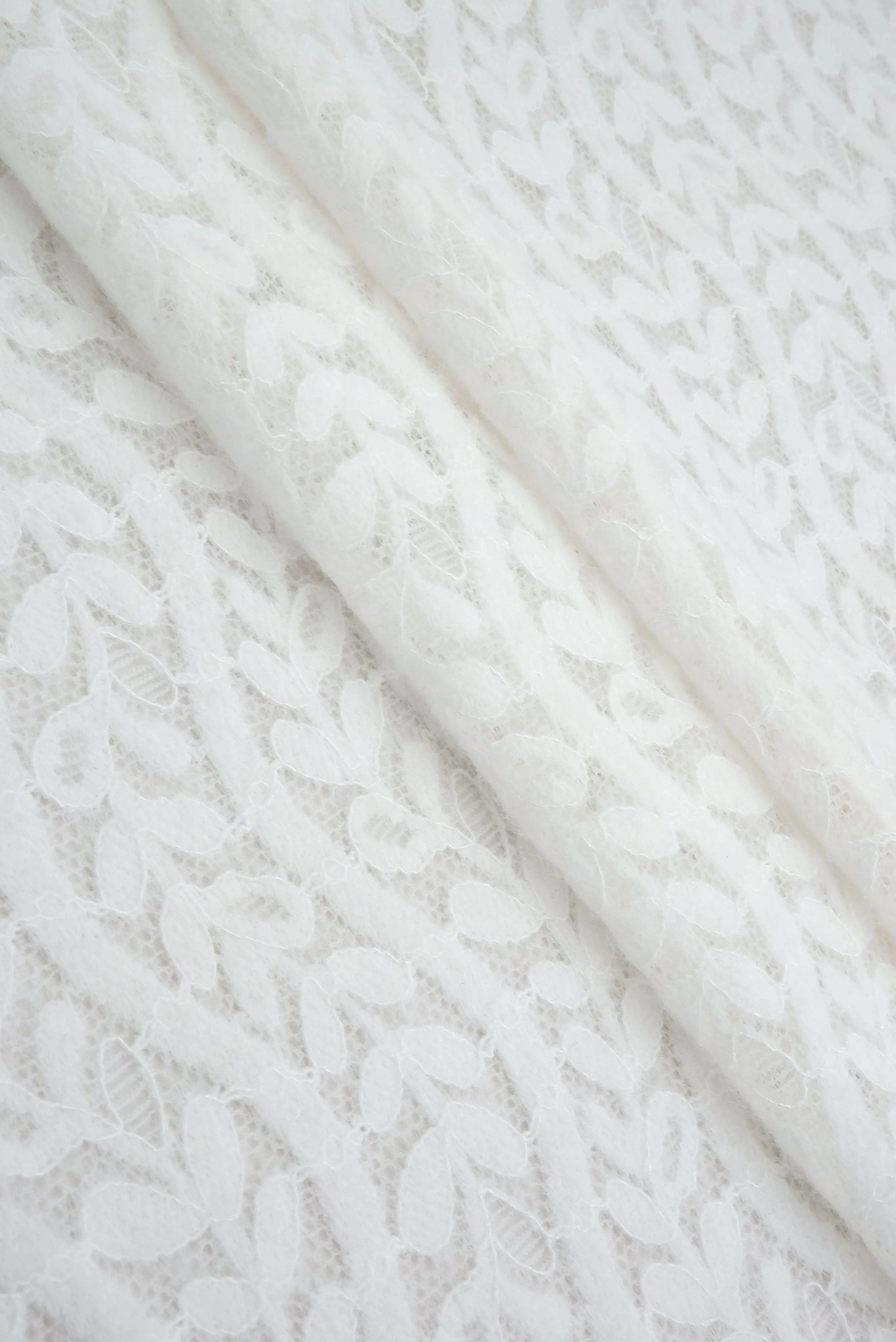 KNC-33538 WHITE BLOUSE DRESS KNIT LACE LEAF NYLON SOLID SPANDEX TEXTURE TUNICS WHITE