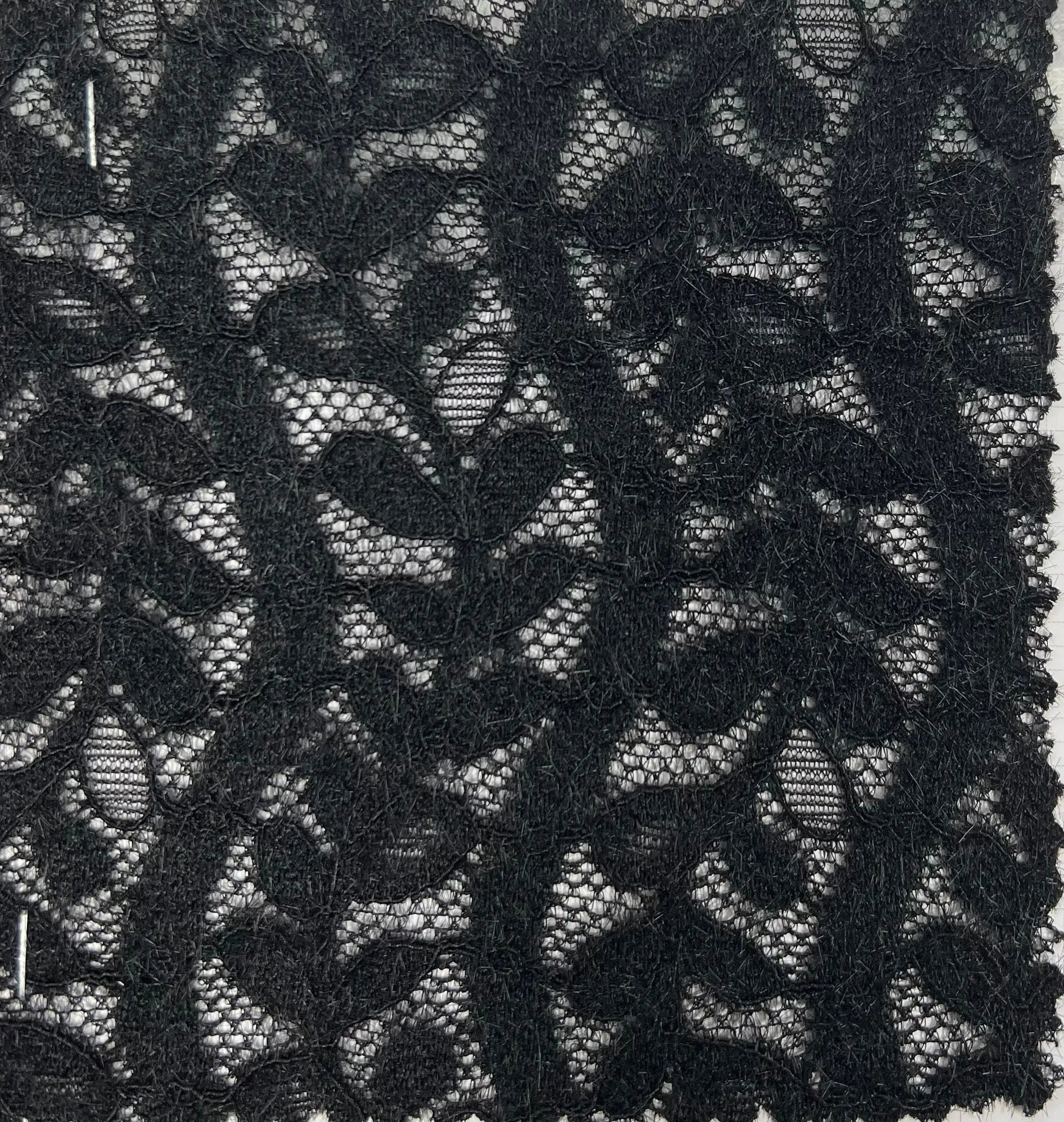 KNC-33538 BLACK BLACK BLOUSE DRESS KNIT LACE LEAF NYLON SOLID SPANDEX TEXTURE TUNICS