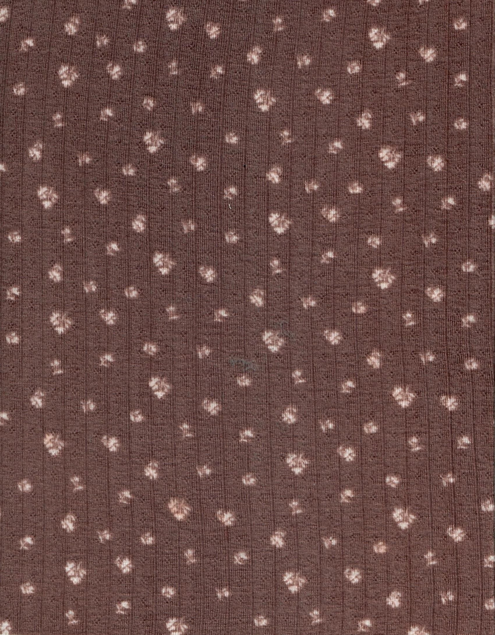 KNT4606-MS11366 BROWN BLOUSE BOTTOMS DITSY DRESS KNIT LOUNGEWEAR PANTS POINTELLE POLYESTER PRINT-B SKIRTS SPANDEX STRETCH TOPS TUNICS