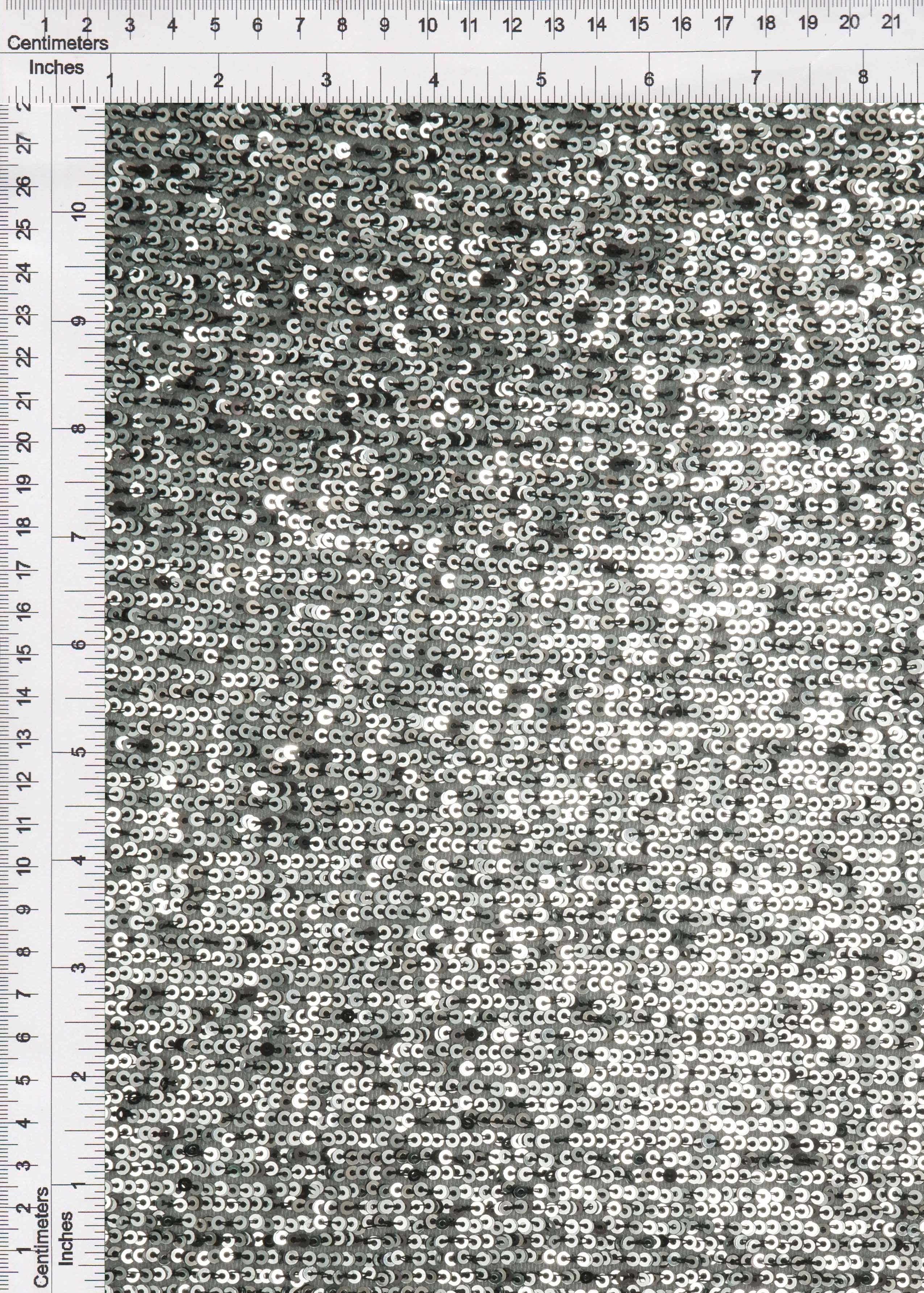 KNC-33546-2 SILVER DRESS EMBROIDERY KNIT MESH POLYESTER SEQUINS SILVER SKIRTS SOLID-B SPANDEX TEXTURE TOPS