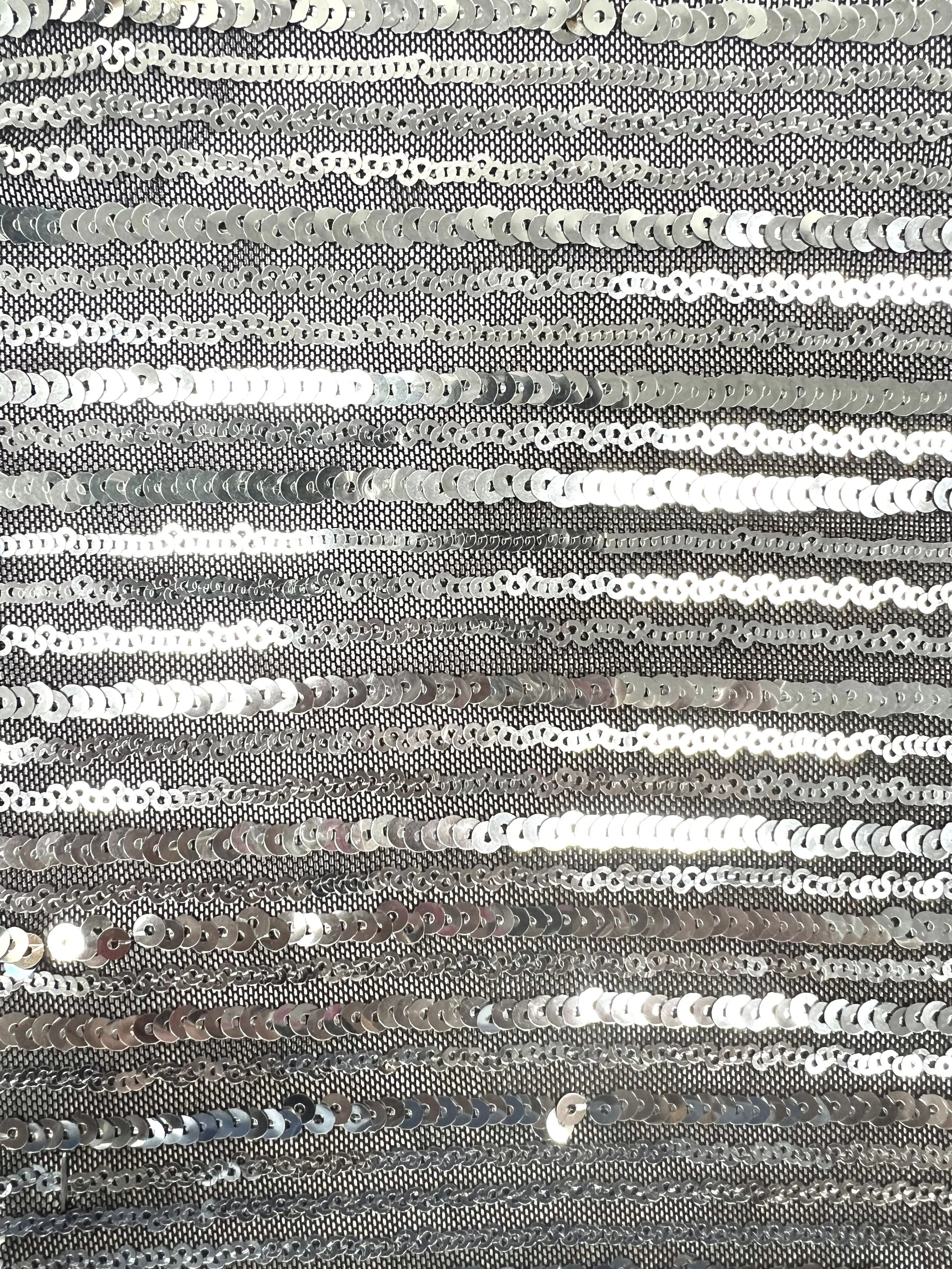 KNC-33544 BLACK/SILVER BLACK BLOUSE DRESS EMBROIDERY KNIT LACE POLYESTER SEQUINS SILVER SKIRTS SOLID SPANDEX TEXTURE TUNICS