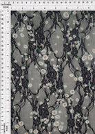 LACE1483-M11018 BLACK BLOUSE BOTTOMS DAISY FLOWER DIGITAL PRINT DRESS LACE PANTS POLYESTER SKIRTS SPANDEX TOPS