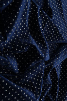KNT4610 NAVY BLOUSE BODYSUIT BOTTOMS DOT DRESS GLITTER KNIT NO-PRINT PANTS POLYESTER SKIRTS SOLID SPANDEX STRETCH TOPS VELVET