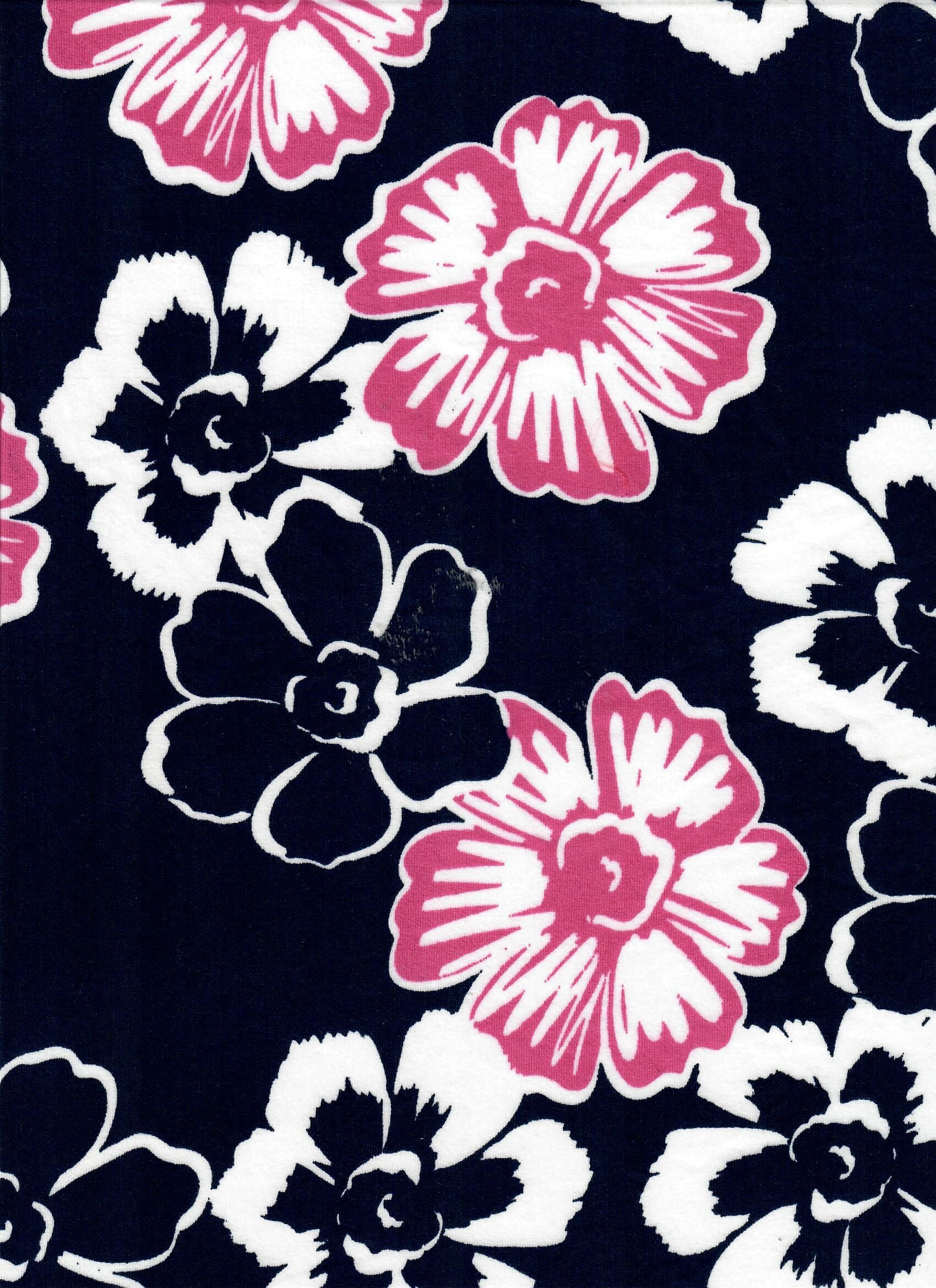 KNT4520-M11138B NAVY BLOUSE BODYSUIT BOTTOMS DRESS DTY BRUSHED FLOWER KNIT PANTS PRINT SKIRTS STRETCH TOPS