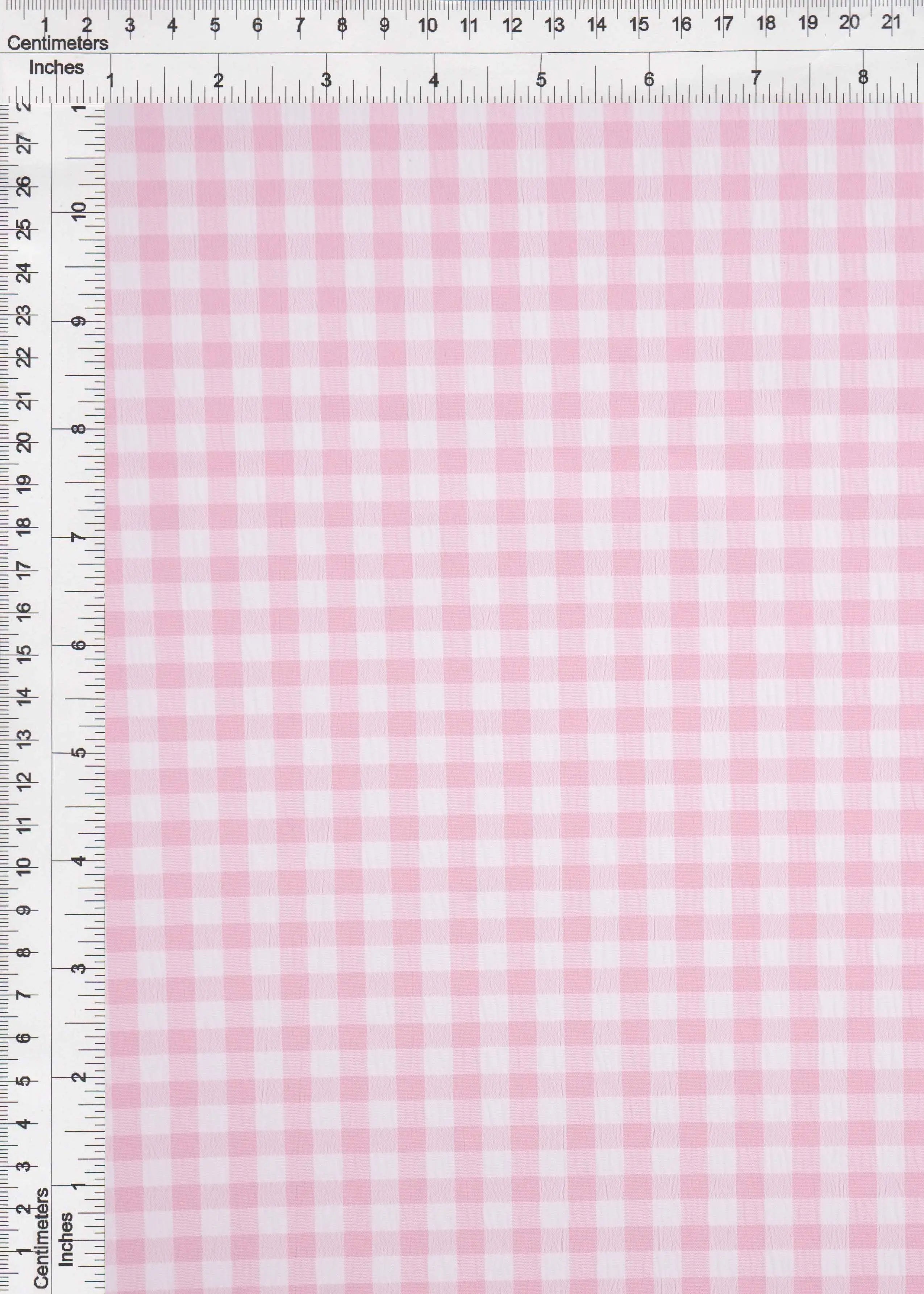 GH4616 PINK LT. BLOUSE GINGHAM PLAID POLYESTER SOLID-B SPANDEX T-SHIRT TEXTURE WOVEN TOPS TUNICS