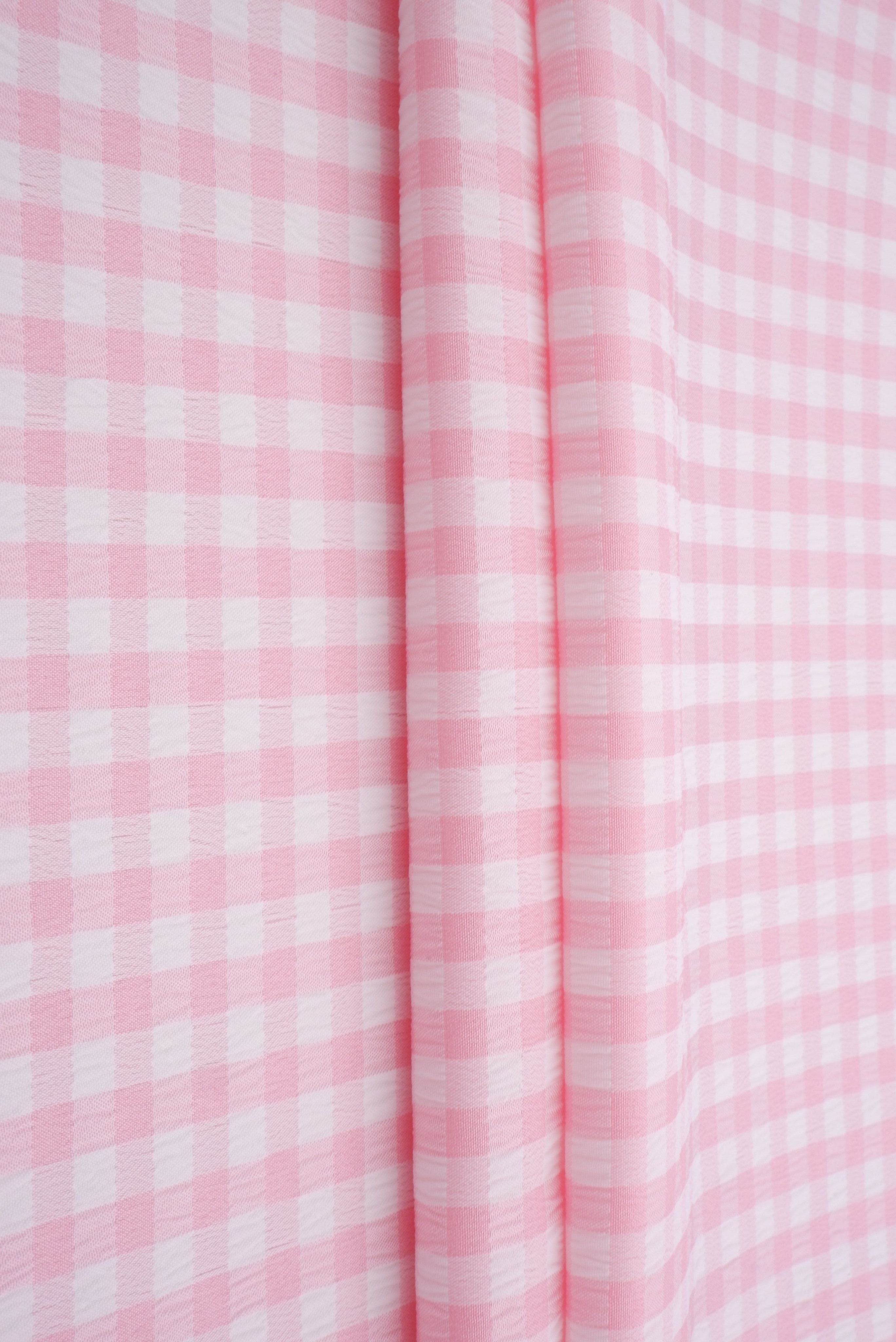 Textured Gingham Plaid Stretch Woven Fabric - GH4616 