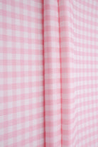 GH4616 PINK LT. BLOUSE GINGHAM PLAID POLYESTER SOLID-B SPANDEX T-SHIRT TEXTURE WOVEN TOPS TUNICS