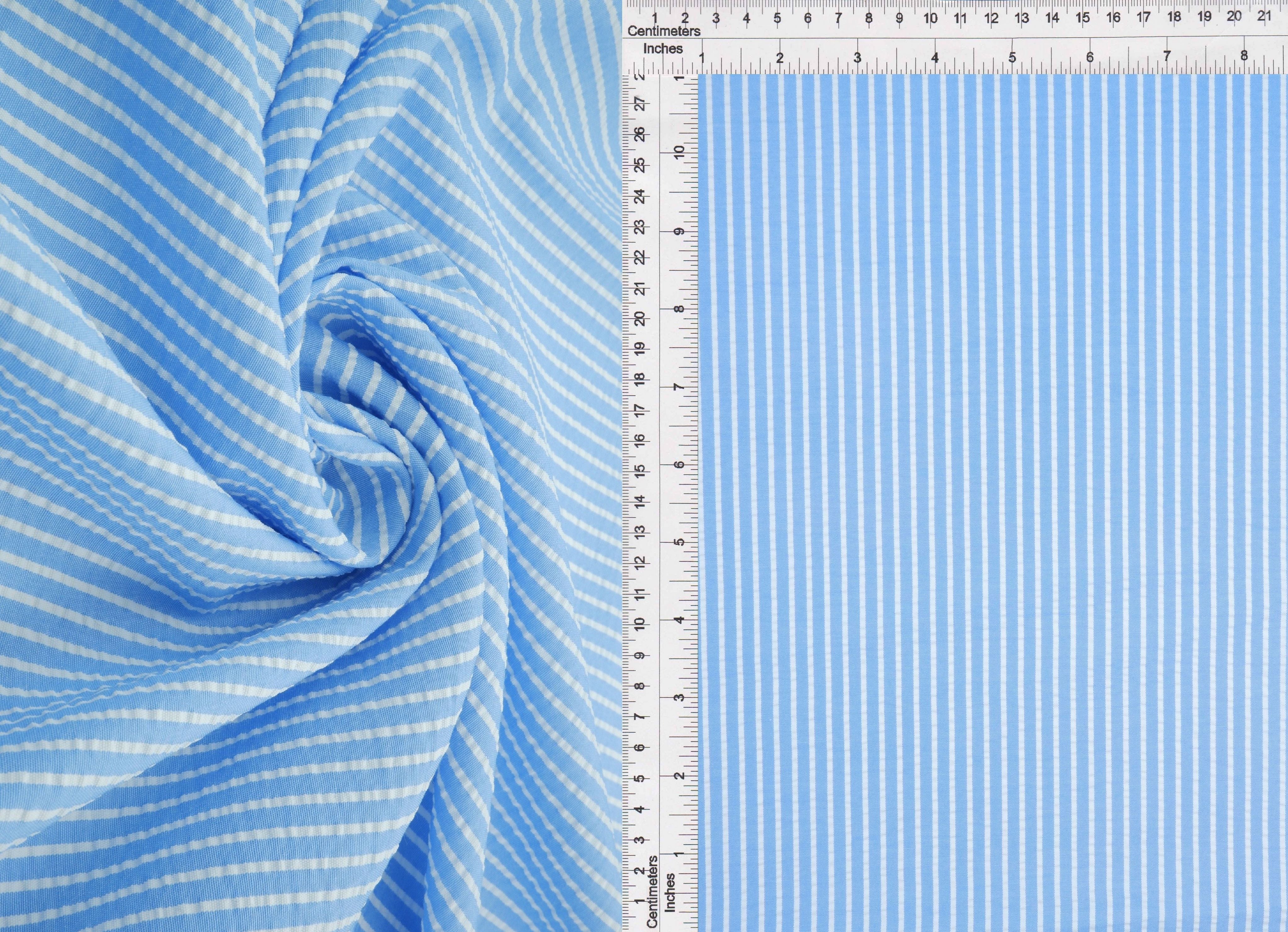 Seersucker Stripe Polyester Rayon Woven Fabric - POP4621 