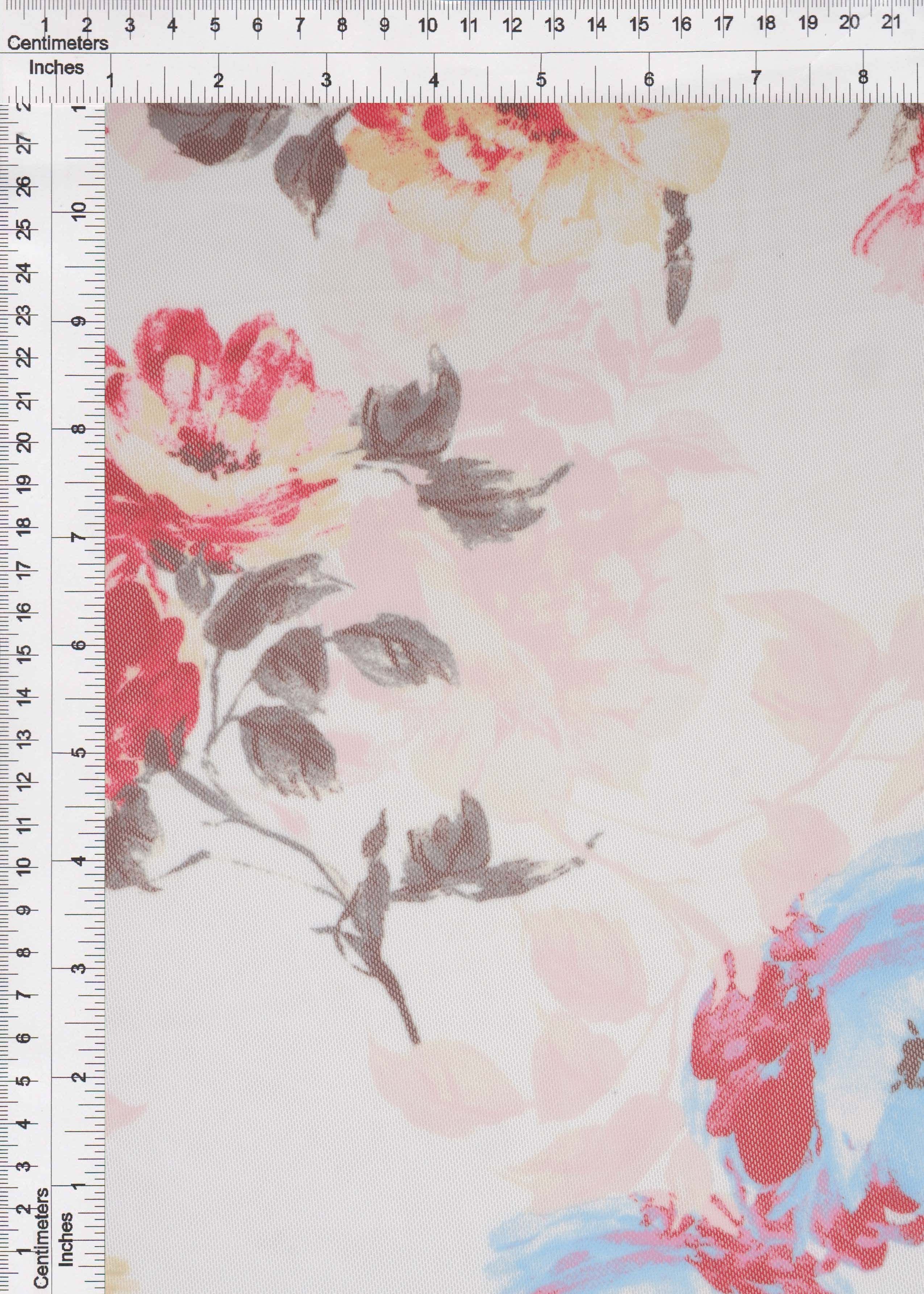 MESH-MS11423 IVORY/RED BLOUSE BODYSUIT CAMI DIGITAL PRINT FLOCKING FLORAL FLOWER LOUNGEWEAR MESH POLYESTER SPANDEX STRETCH TOPS TUNICS