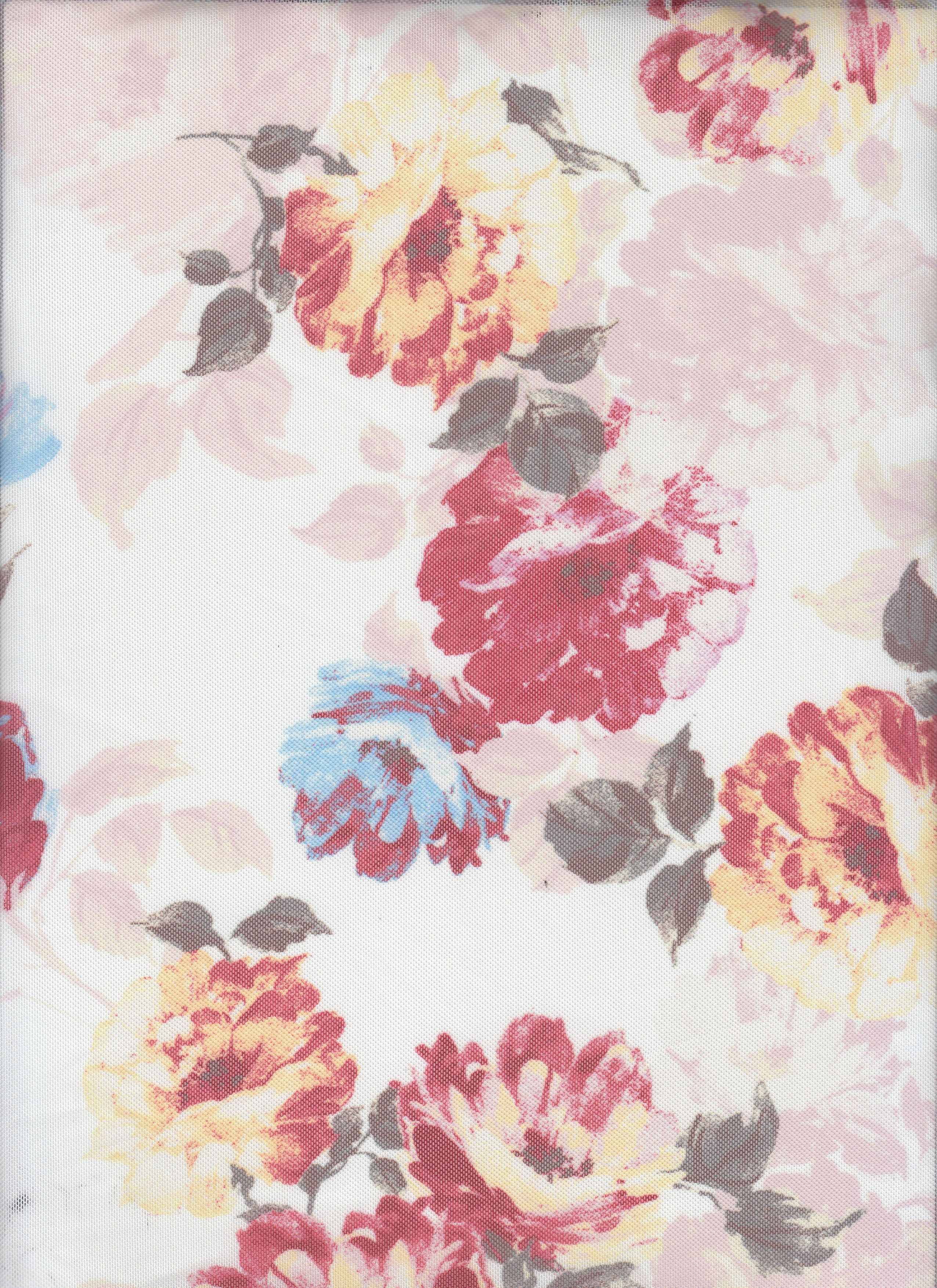 MESH-MS11423 IVORY/RED BLOUSE BODYSUIT CAMI DIGITAL PRINT FLOCKING FLORAL FLOWER LOUNGEWEAR MESH POLYESTER SPANDEX STRETCH TOPS TUNICS